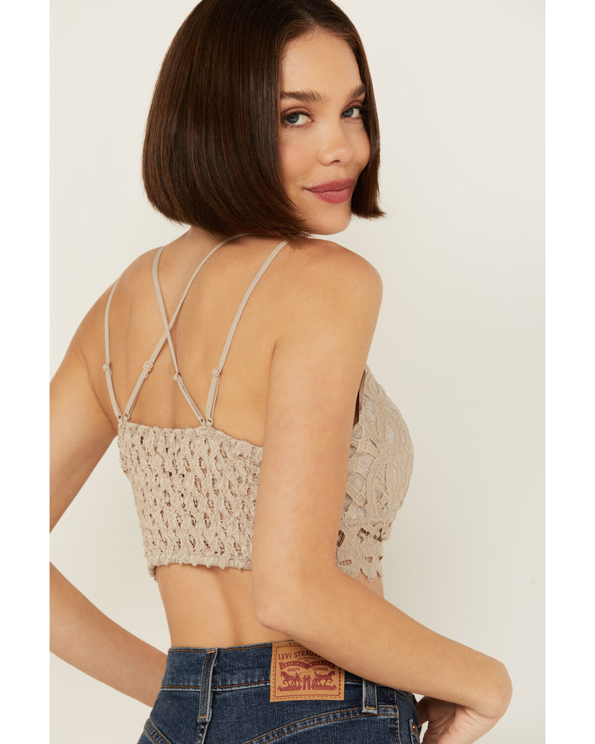 Wishlist Women's Strappy Lace Applique Scallop Lace Bralette