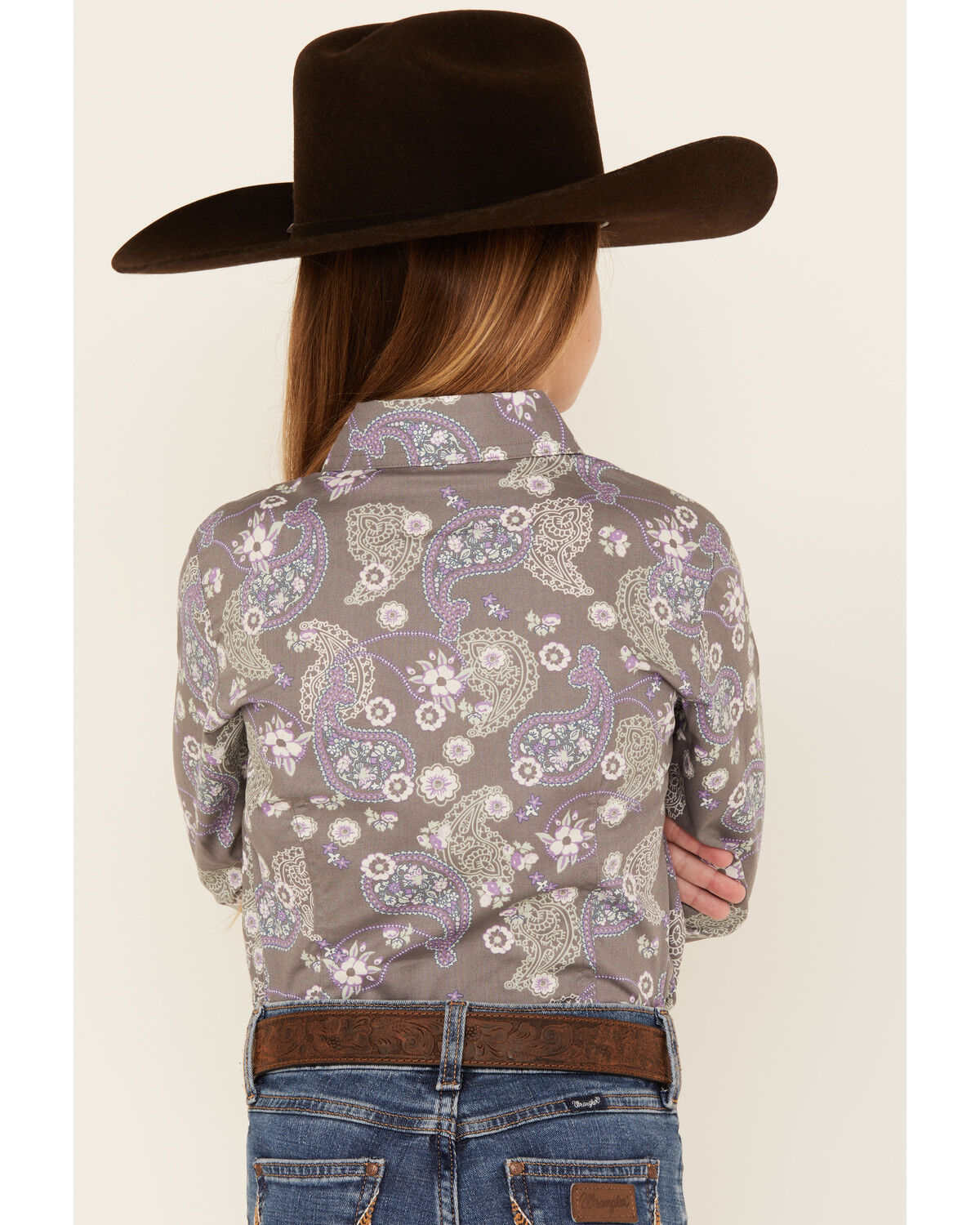 Cruel Girl Girls' Paisley Print Long Sleeve Snap Western Shirt