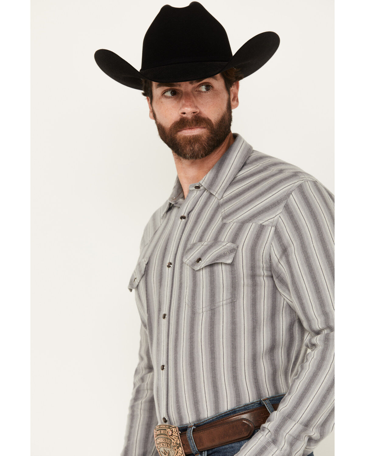 Blue Ranchwear Men's Freestone Striped Print Long Sleeve Snap Western Shirt