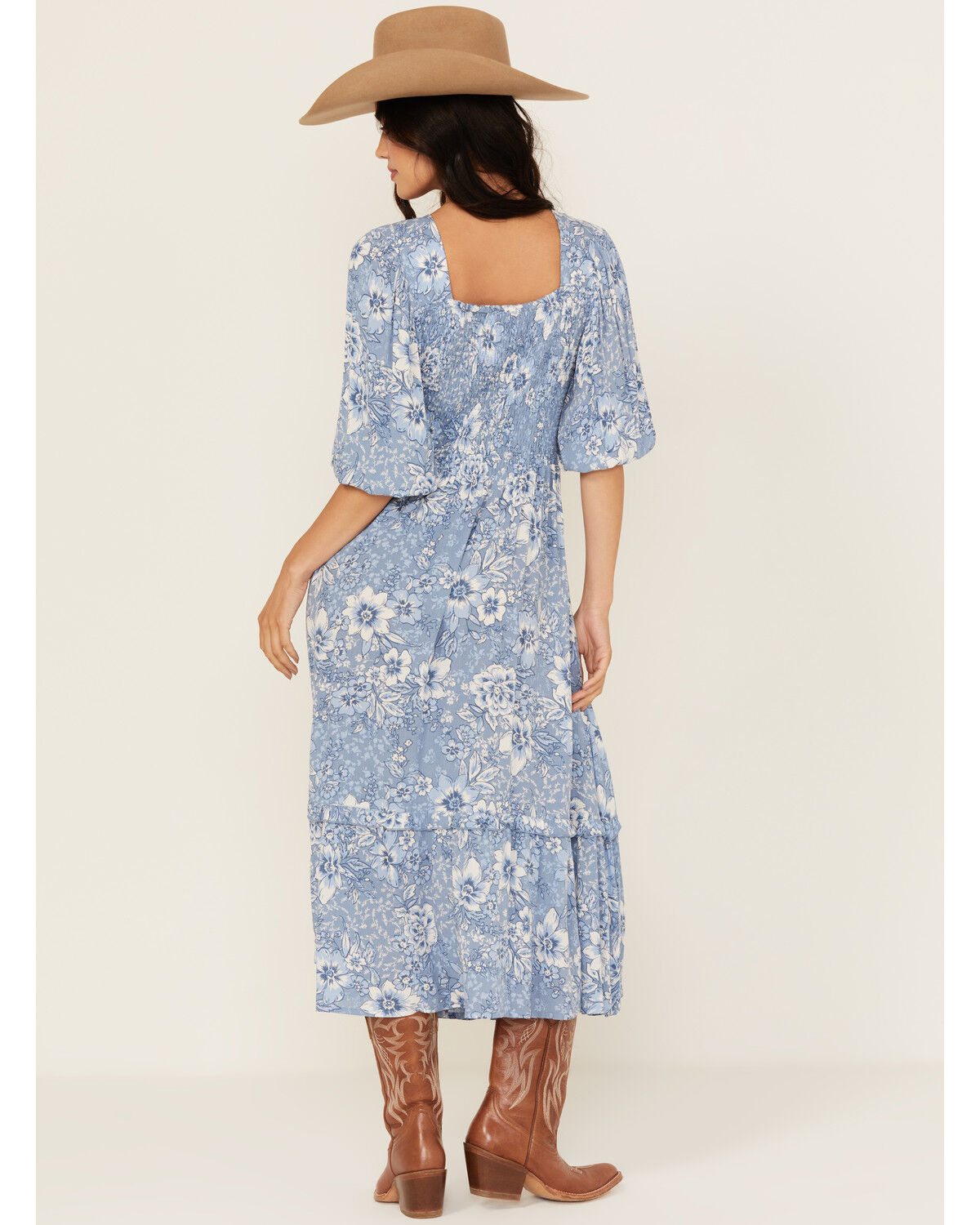 Wild Moss Women's Floral Print Front Twist Midi Dress