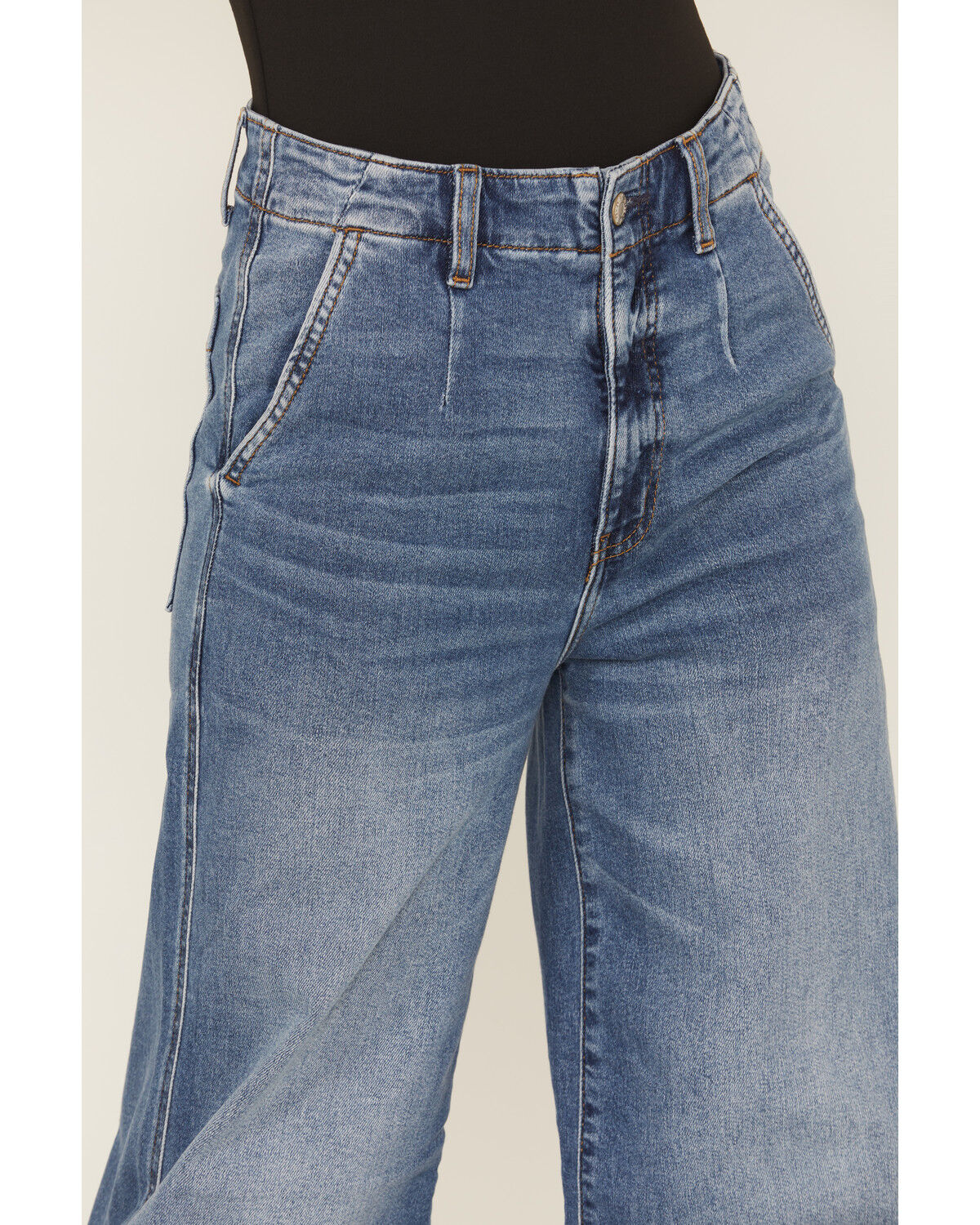 Daze Women's Far Out Medium Wash High Rise Trouser Denim Jeans