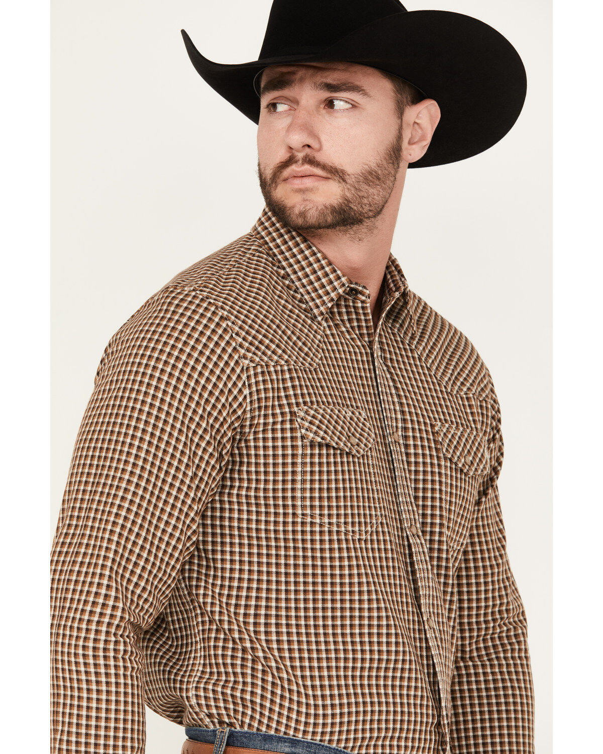 Blue Ranchwear Men's Dickens Plaid Print Long Sleeve Snap Shirt