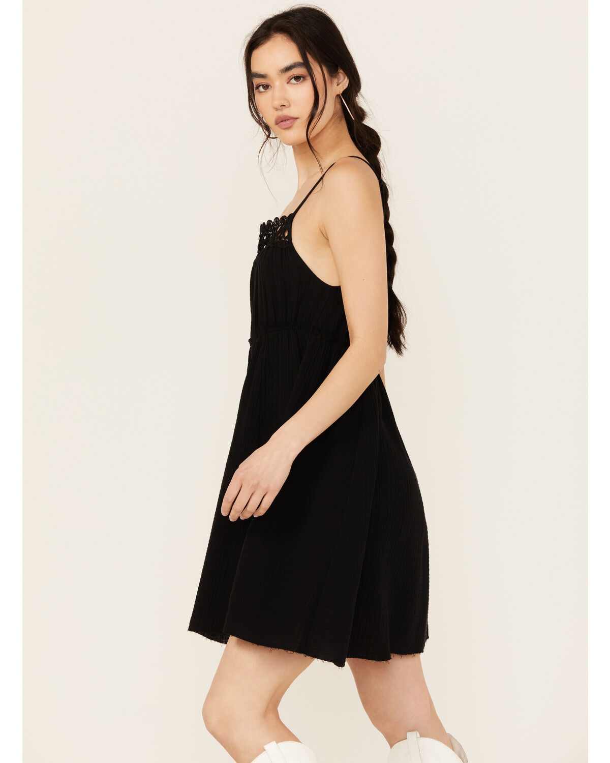 Beyond The Radar Women's Crochet Trim Mini Dress