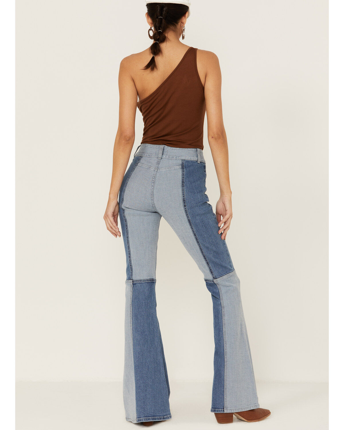 Shyanne Women's Mid Rise Color Blocked Flare Jeans