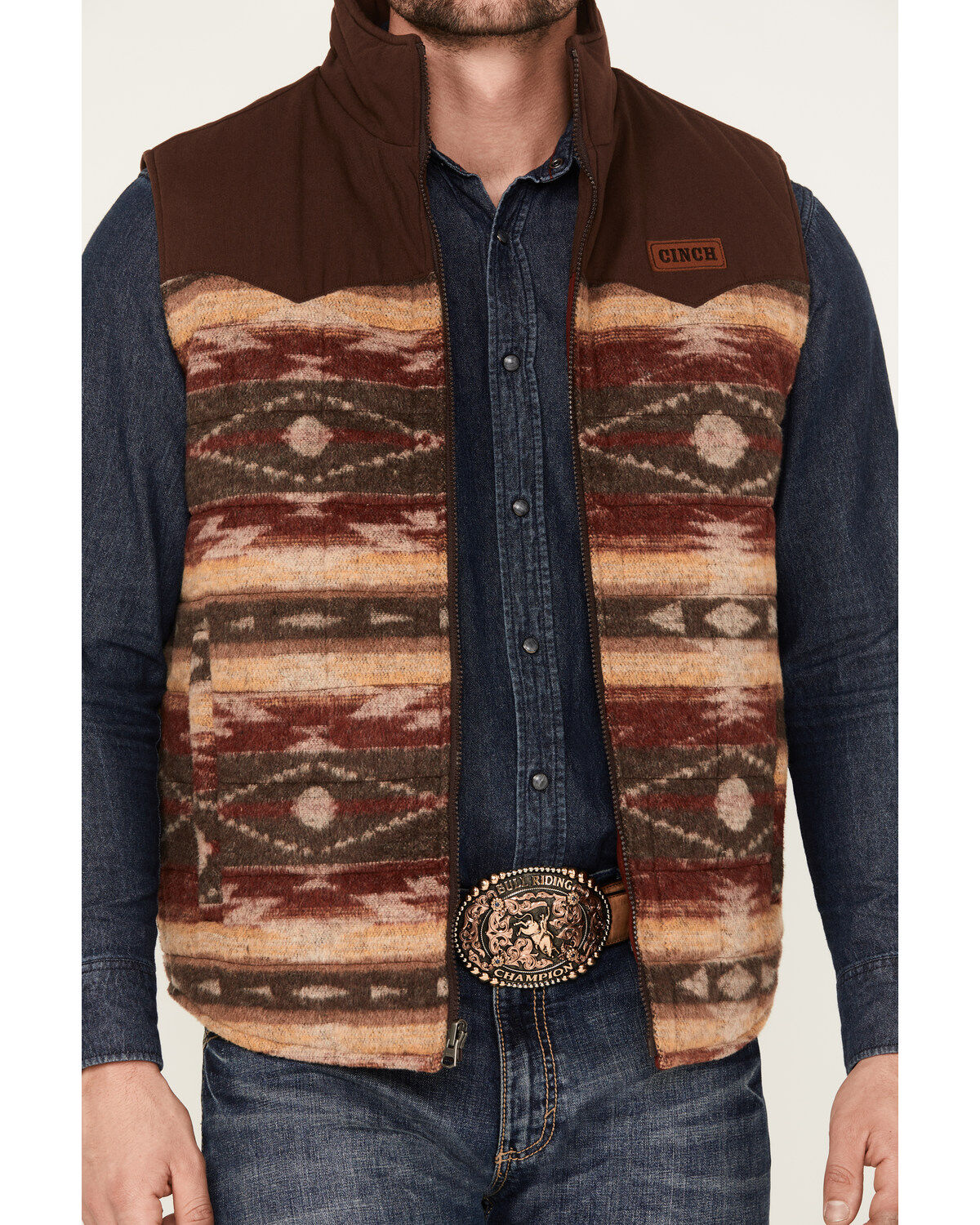 Cinch Men's Canvas Reversible Quilted Southwestern Zip Vest