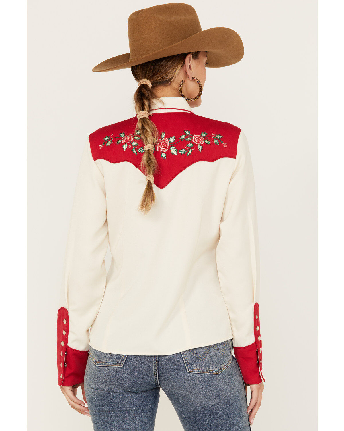 Scully Women's Floral Embroidered Long Sleeve Western Pearl Snap Shirt