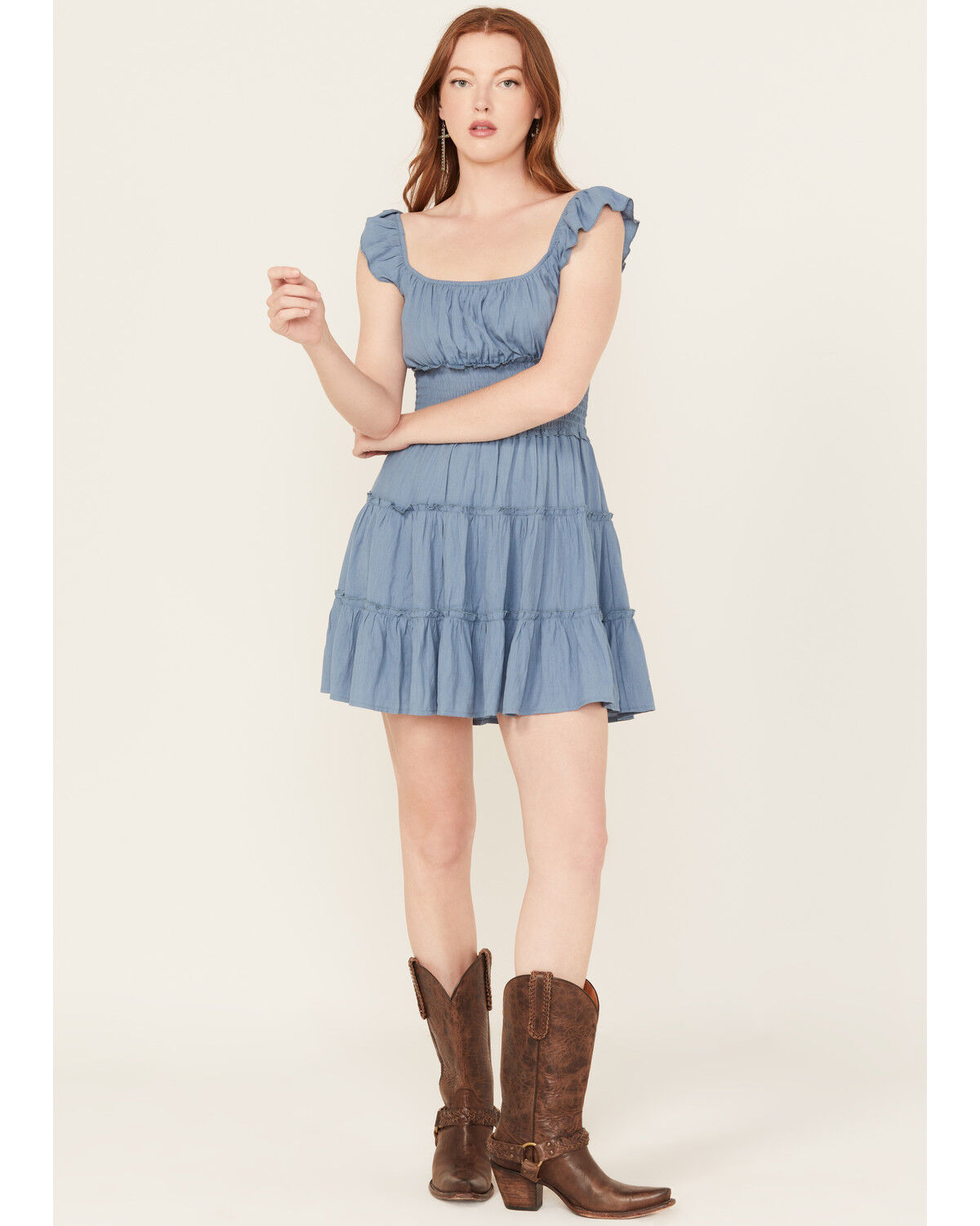 Trixxi Women's Smocked Waist Mini Dress