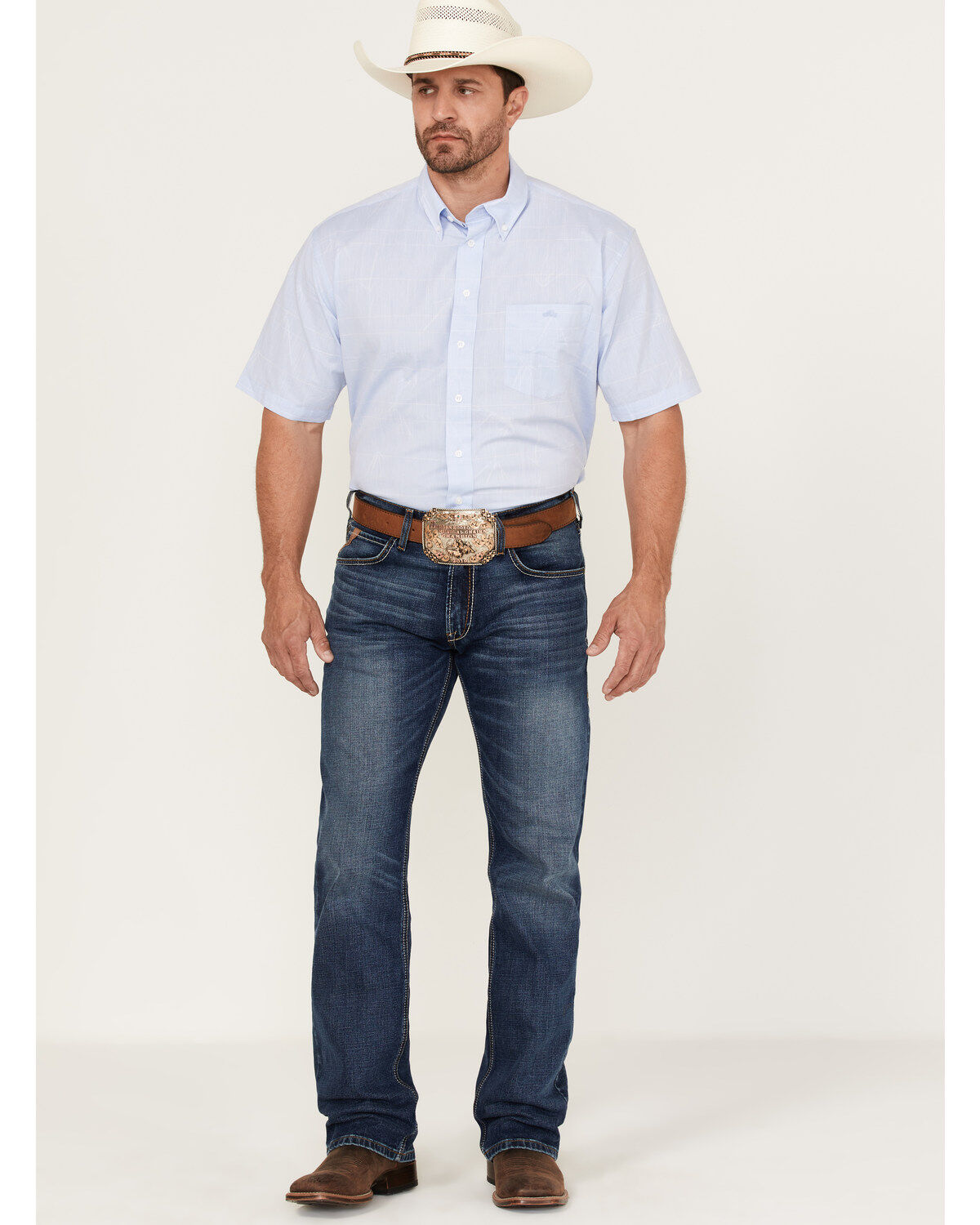 Resistol Men's Bell Solid Short Sleeve Button Down Western Shirt