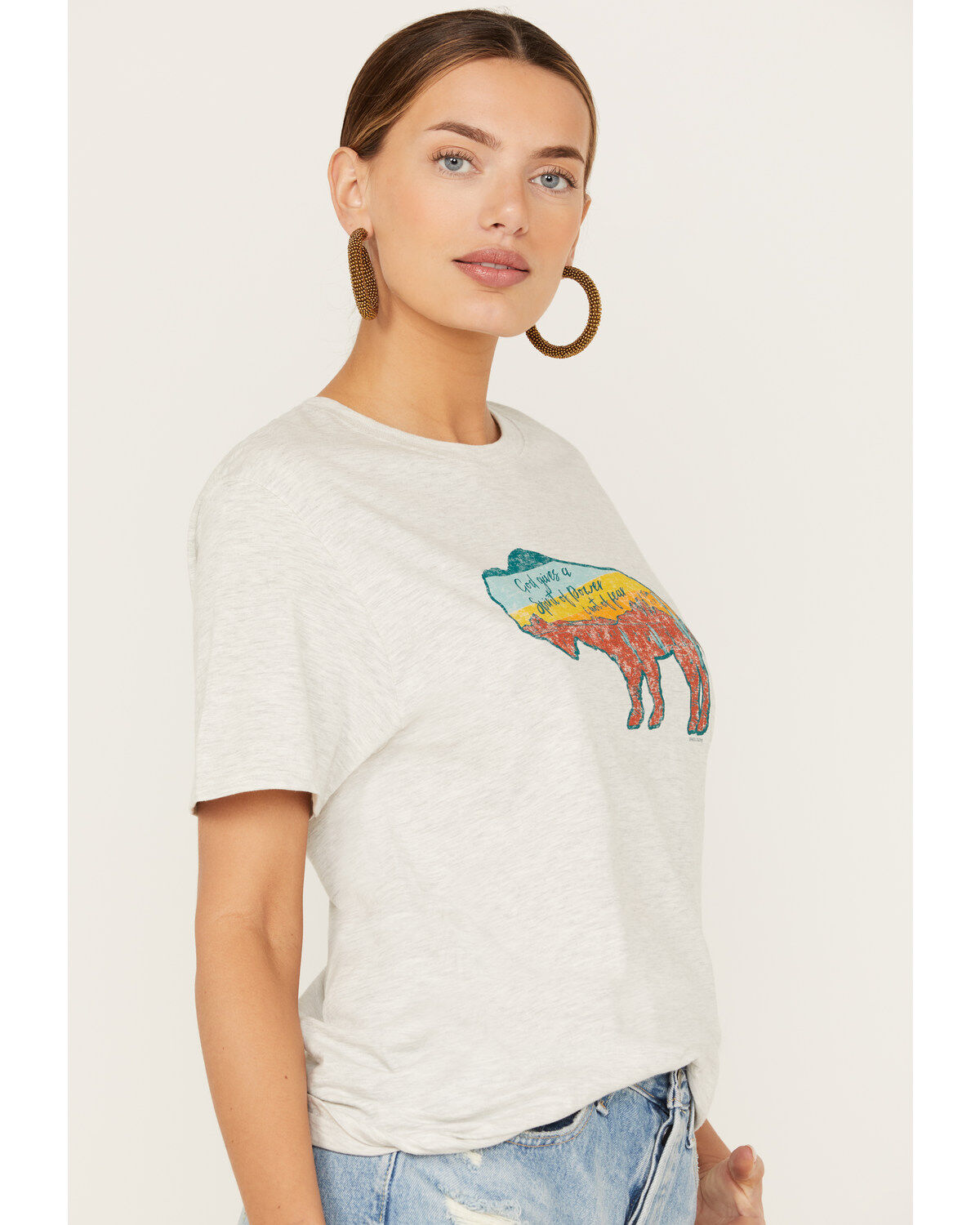 Kerusso Women's Bison Short Sleeve Graphic Tee