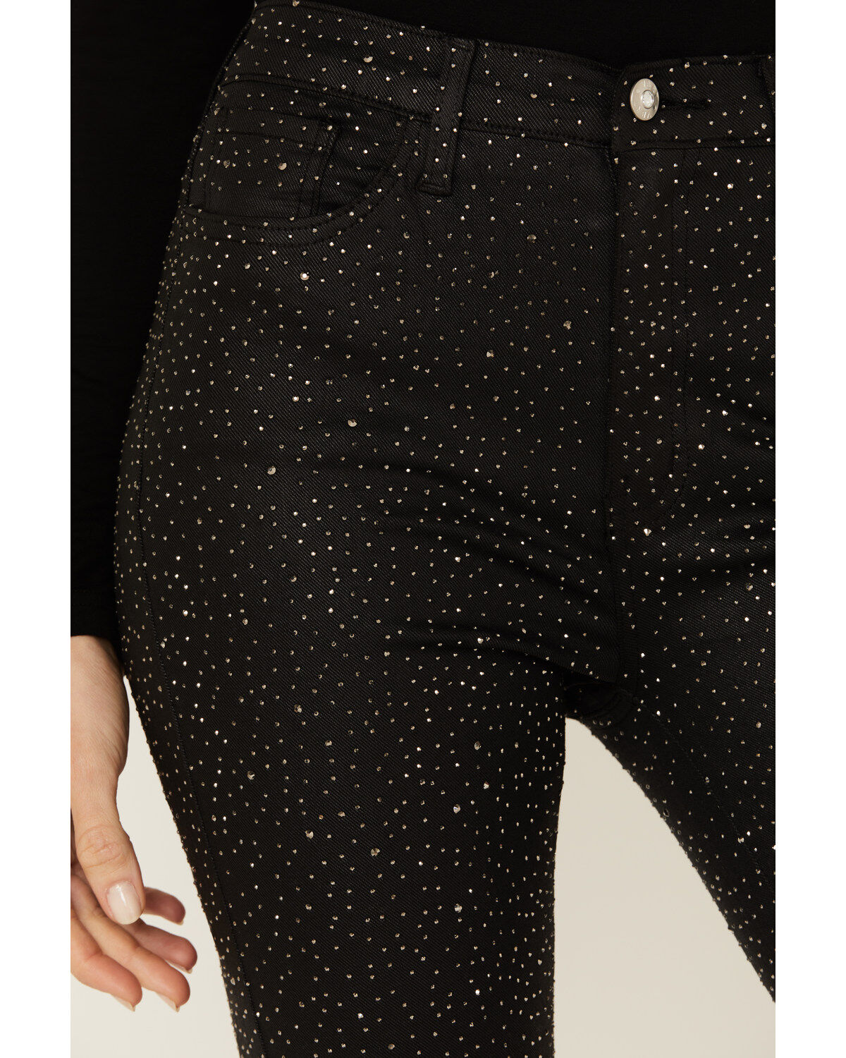 Vibrant Denim Women's Rhinestone High Rise Bootcut Denim Jeans