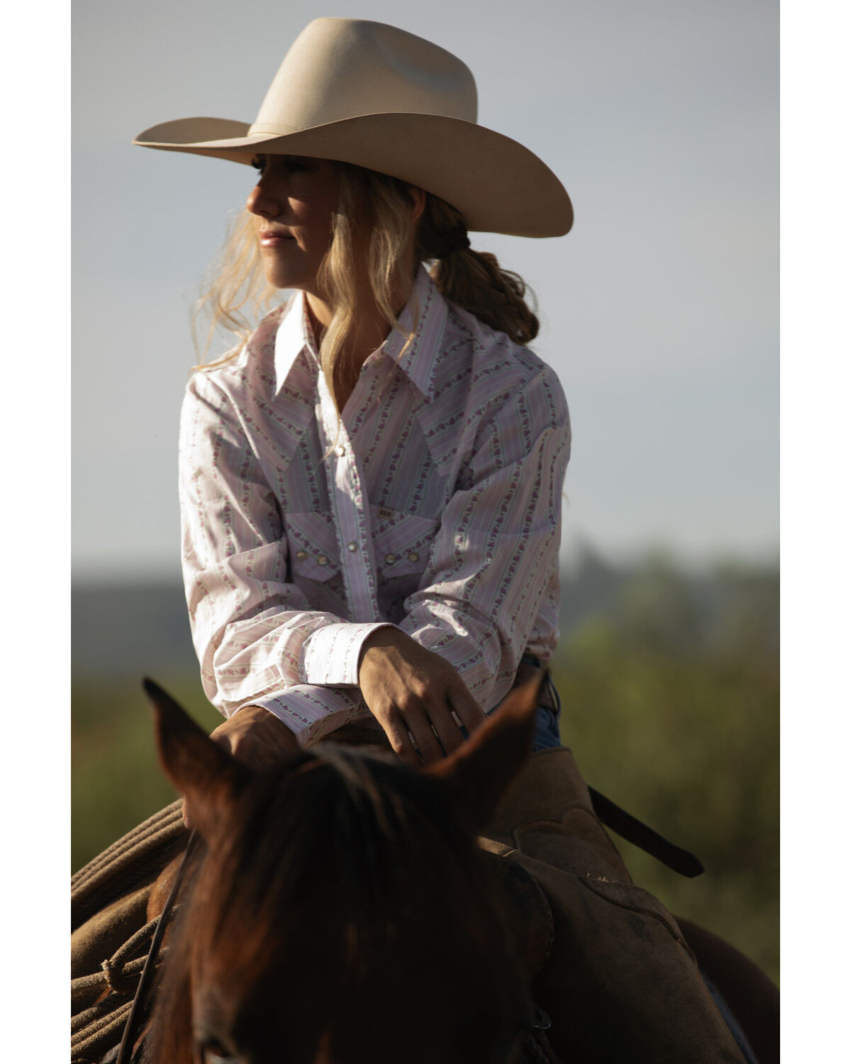 Cowboygirl by Jenna Paulette Women's Wallpaper Print Long Sleeve Pearl Snap Western Shirt