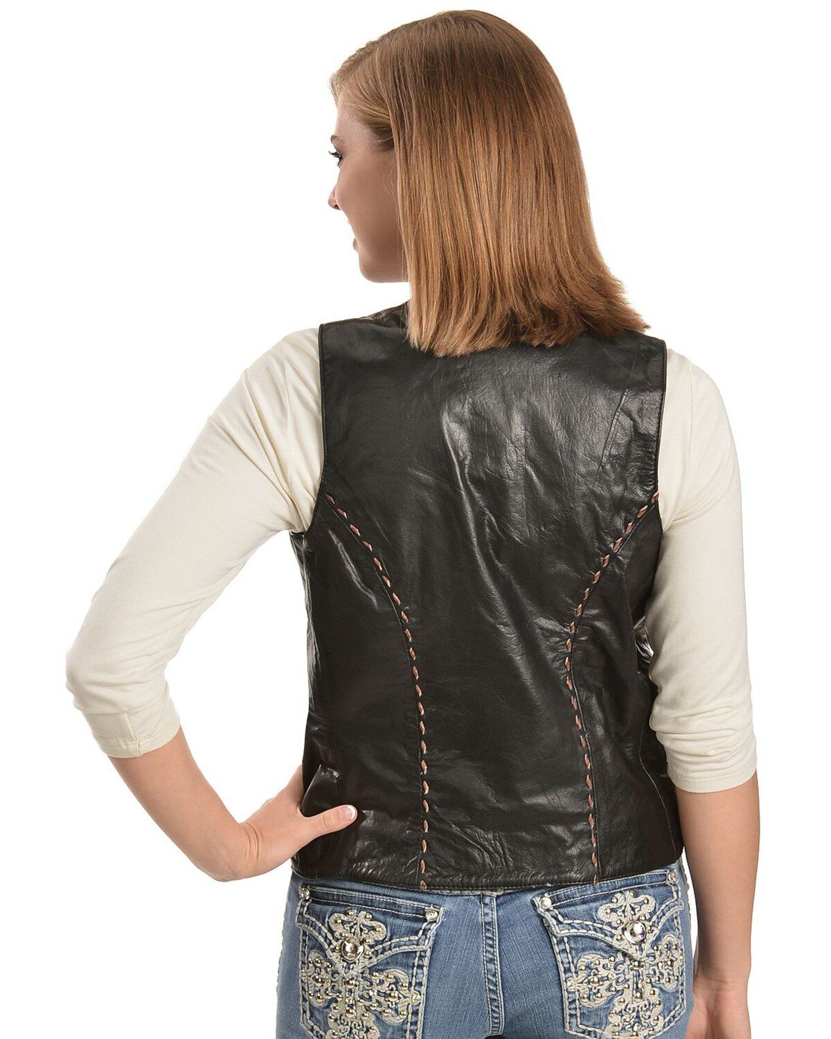 Kobler Floral Tooled Leather Vest
