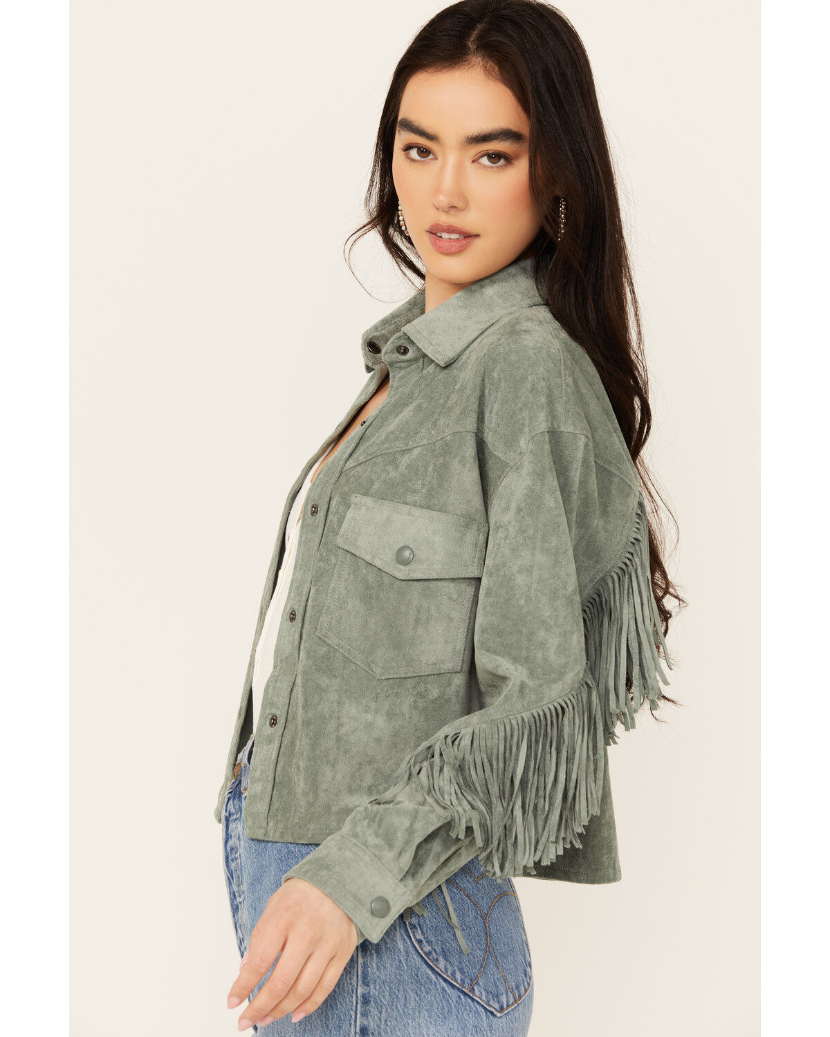 BLANKNYC Women's Faux Suede Fringe Jacket