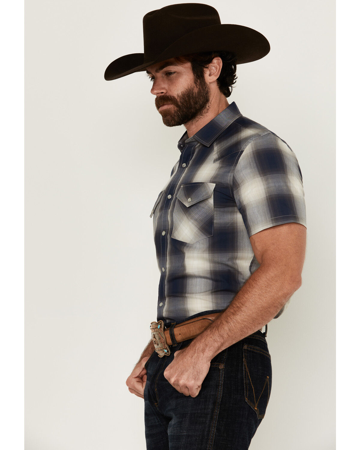 Pendleton Men's Frontier Plaid Print Short Sleeve Pearl Snap Western Shirt