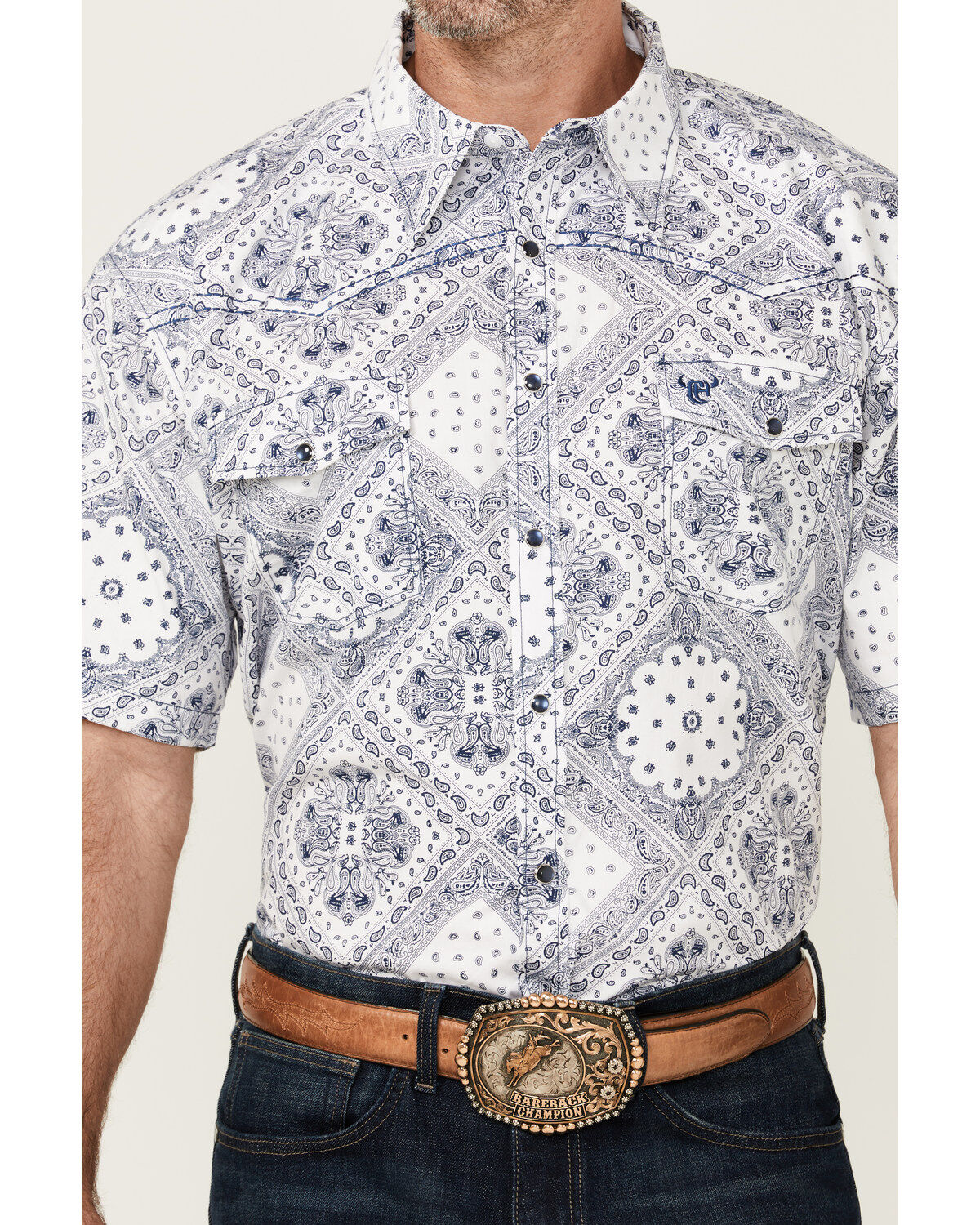 Cowboy Hardware Men's Boot Barn Exclusive Bandana Print Short Sleeve Snap Western Shirt