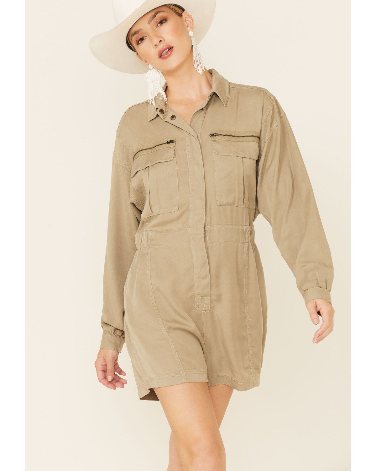 Very J Women's Tencel Utility Romper