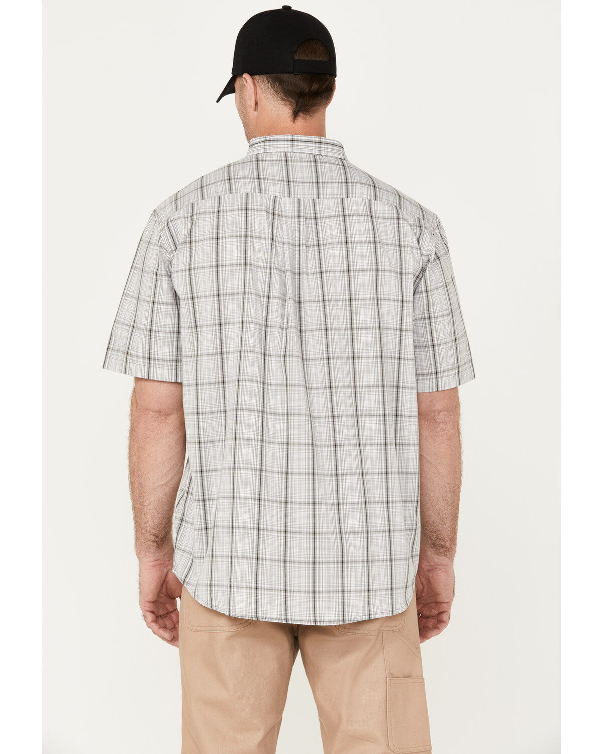 Dickies Men's Plaid Print Short Sleeve Button-Down Relaxed Fit Flex Work Shirt