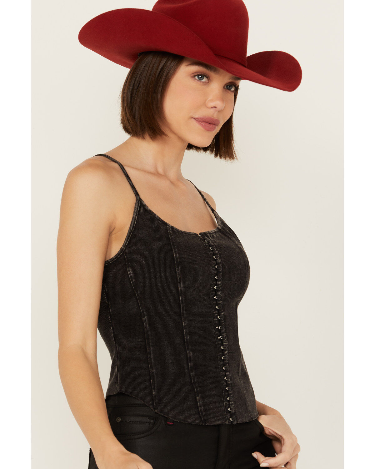 Rock & Roll Denim Women's Sleeveless Ribbed Corset Tank