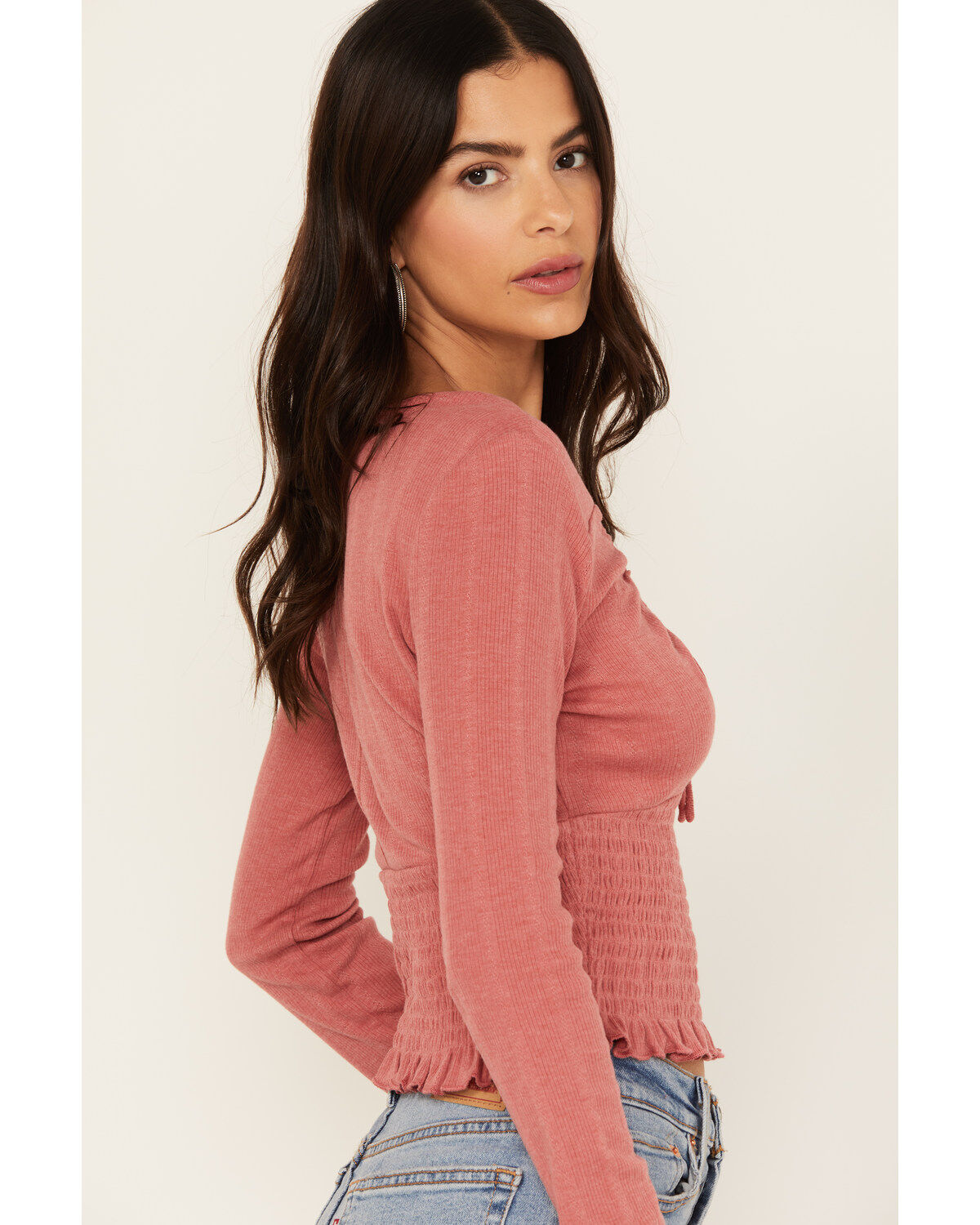 Bila Women's Pointelle Reed Long Sleeve Top