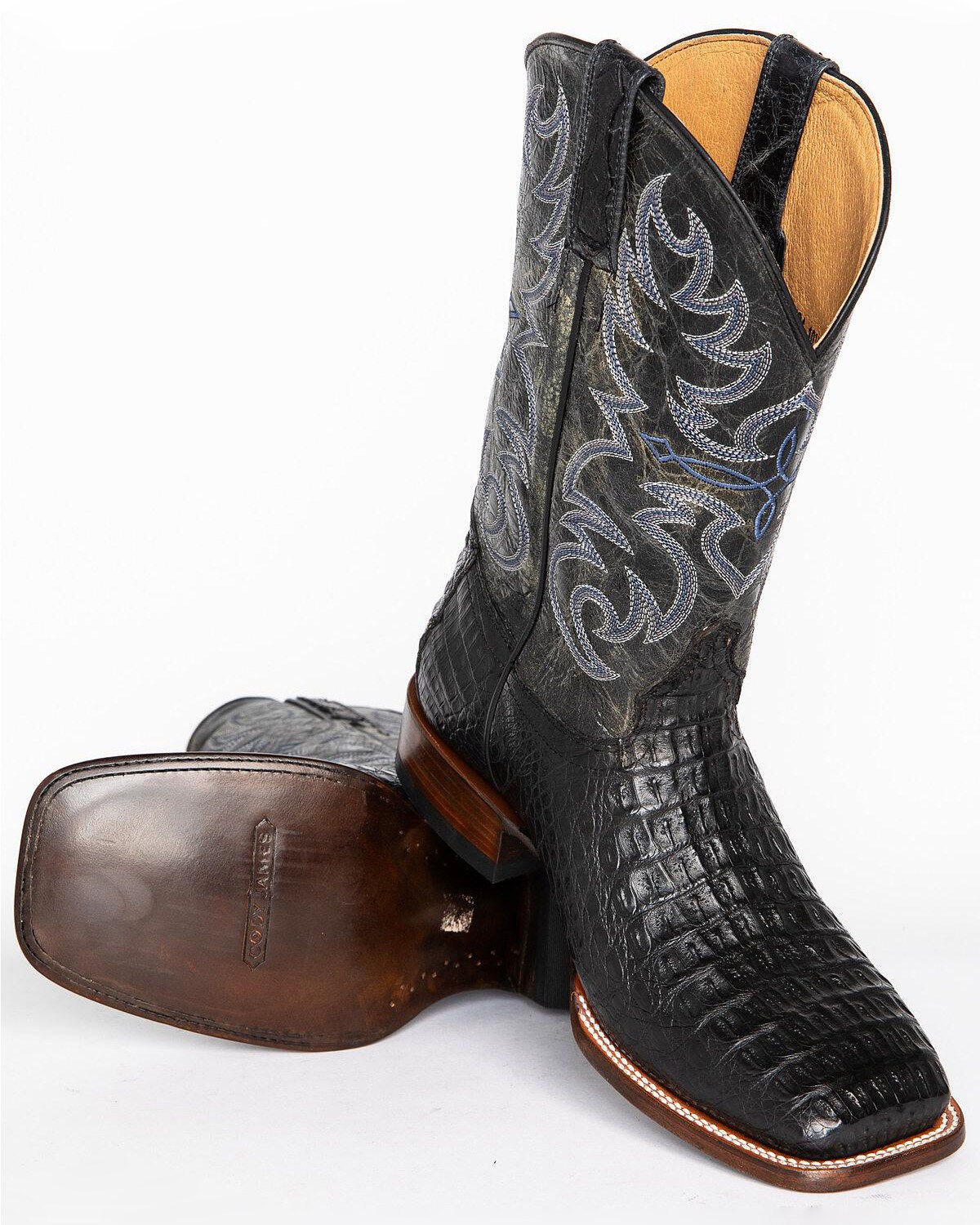 Cody James Men's Caiman Embroidered Exotic Boots - Broad Square Toe