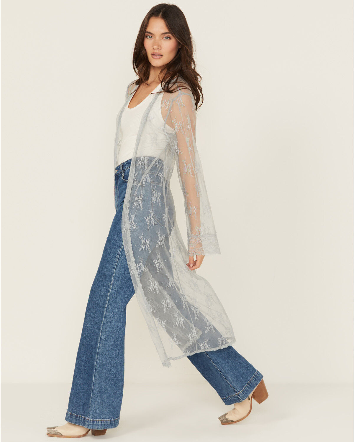 Beyond The Radar Women's Lace Long Sleeve Kimono