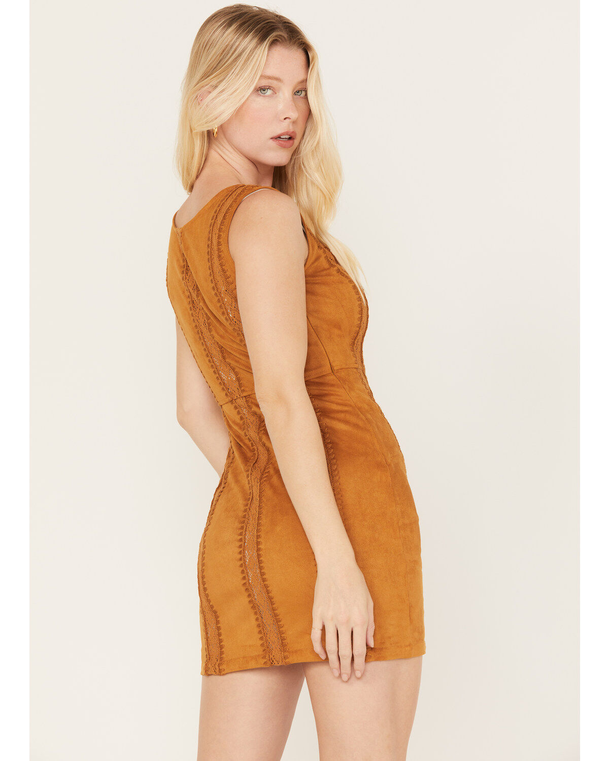 Shyanne Women's Faux Suede Crochet Mini Dress