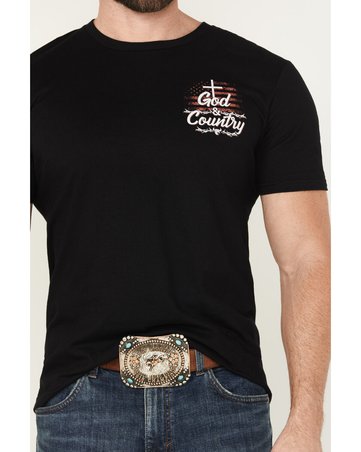 Cowboy Hardware Men's God And Country Short Sleeve Graphic T-Shirt