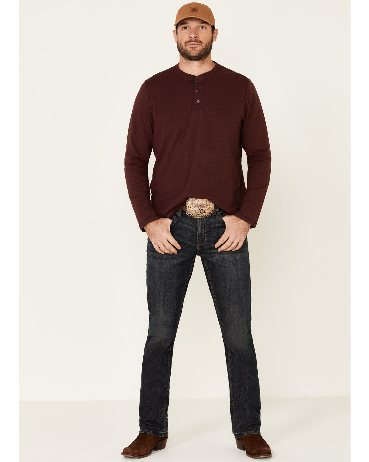 Flag & Anthem Men's Maroon Fairbanks Henley Long Sleeve Shirt