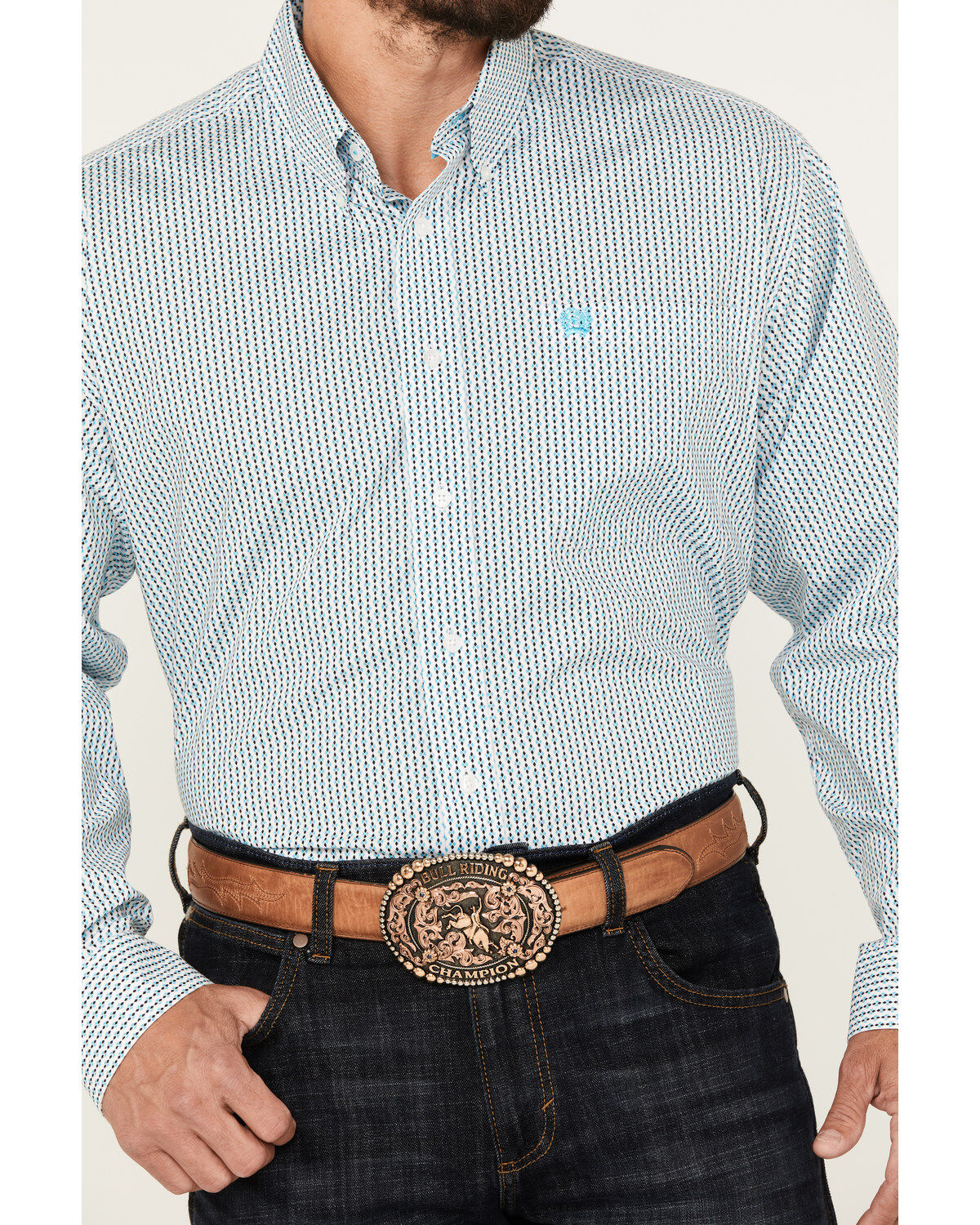 Cinch Men's Diamond Geo Print Long Sleeve Button-Down Stretch Western Shirt
