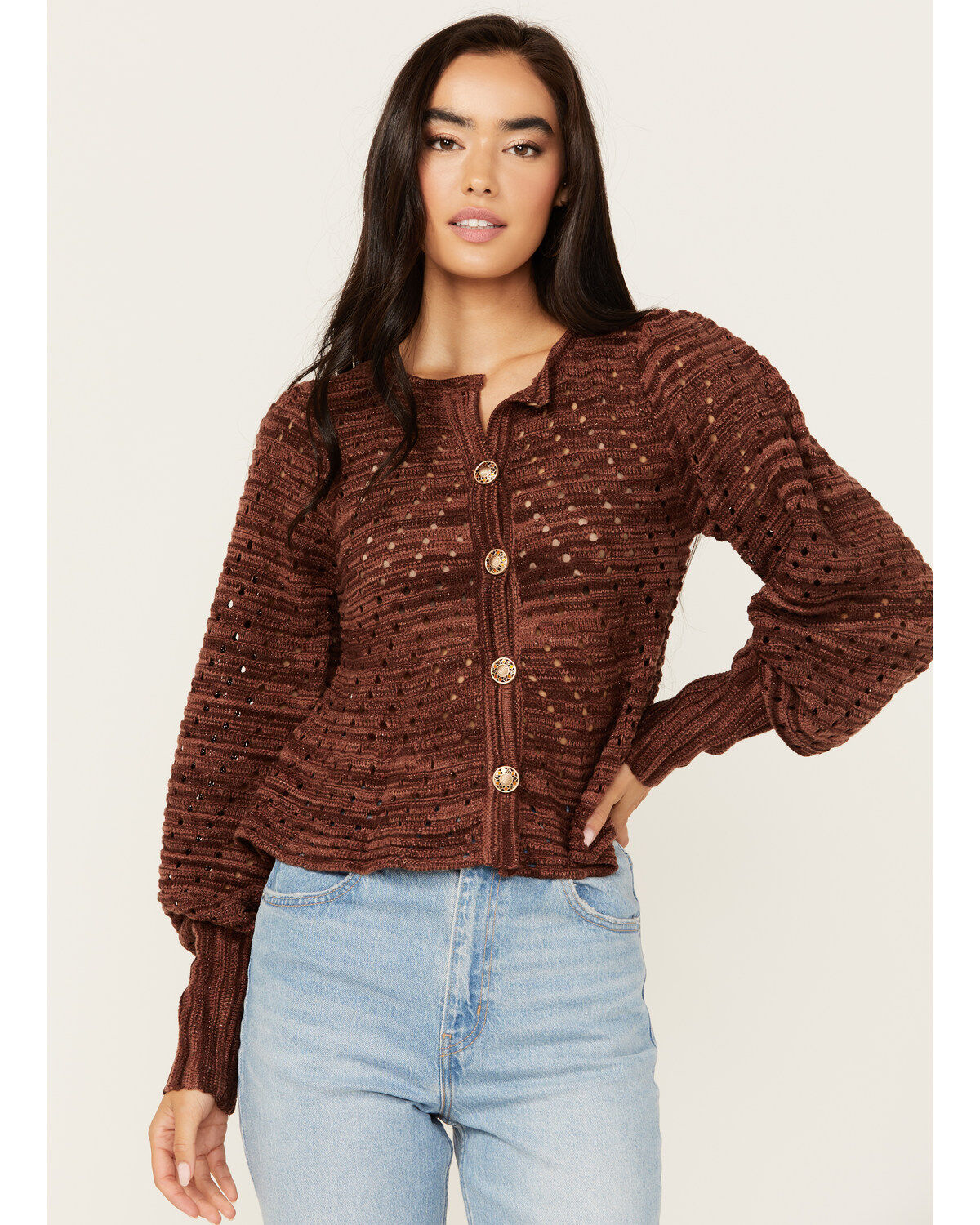 Miss Me Women's Open Weave Cardigan