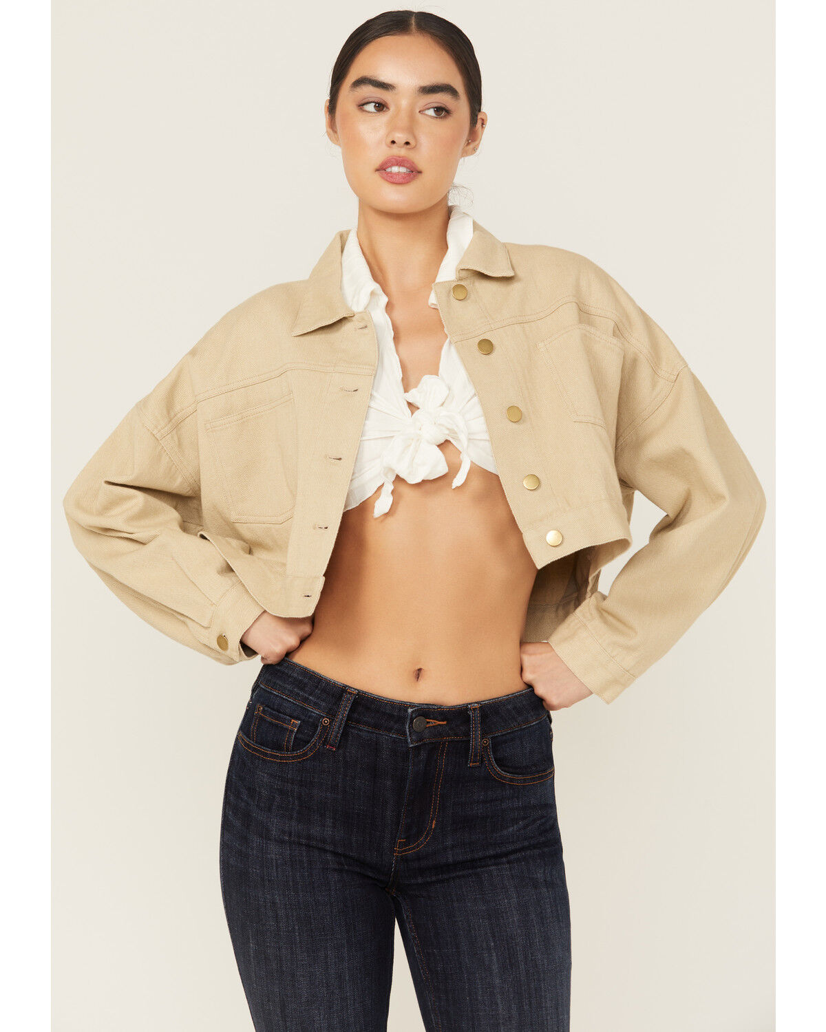 Blue B Women's Long Live Cowgirls Cropped Denim Jacket