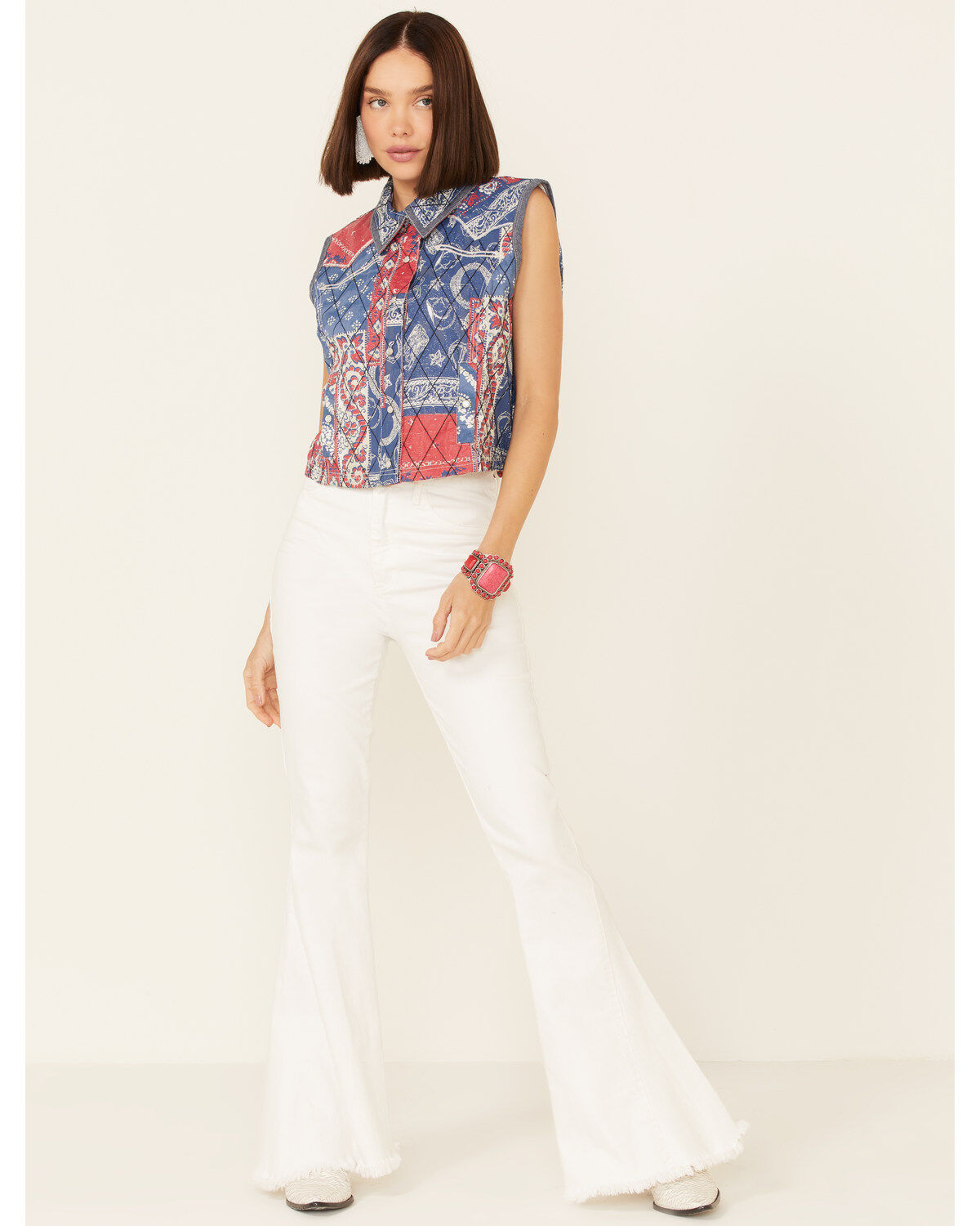 Double D Ranch Women's Multi Print Liberty & Justice For All Snap-Front Vest