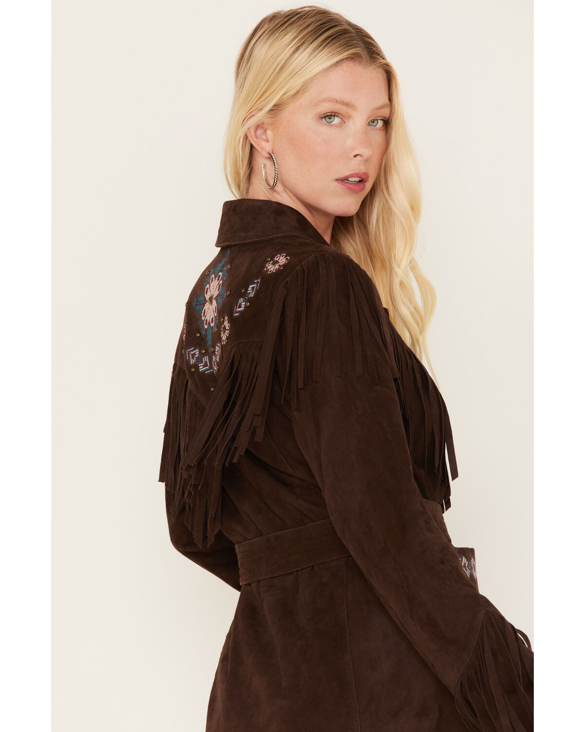 Idyllwind Women's Batavia Embroidered Fringe Suede Coat