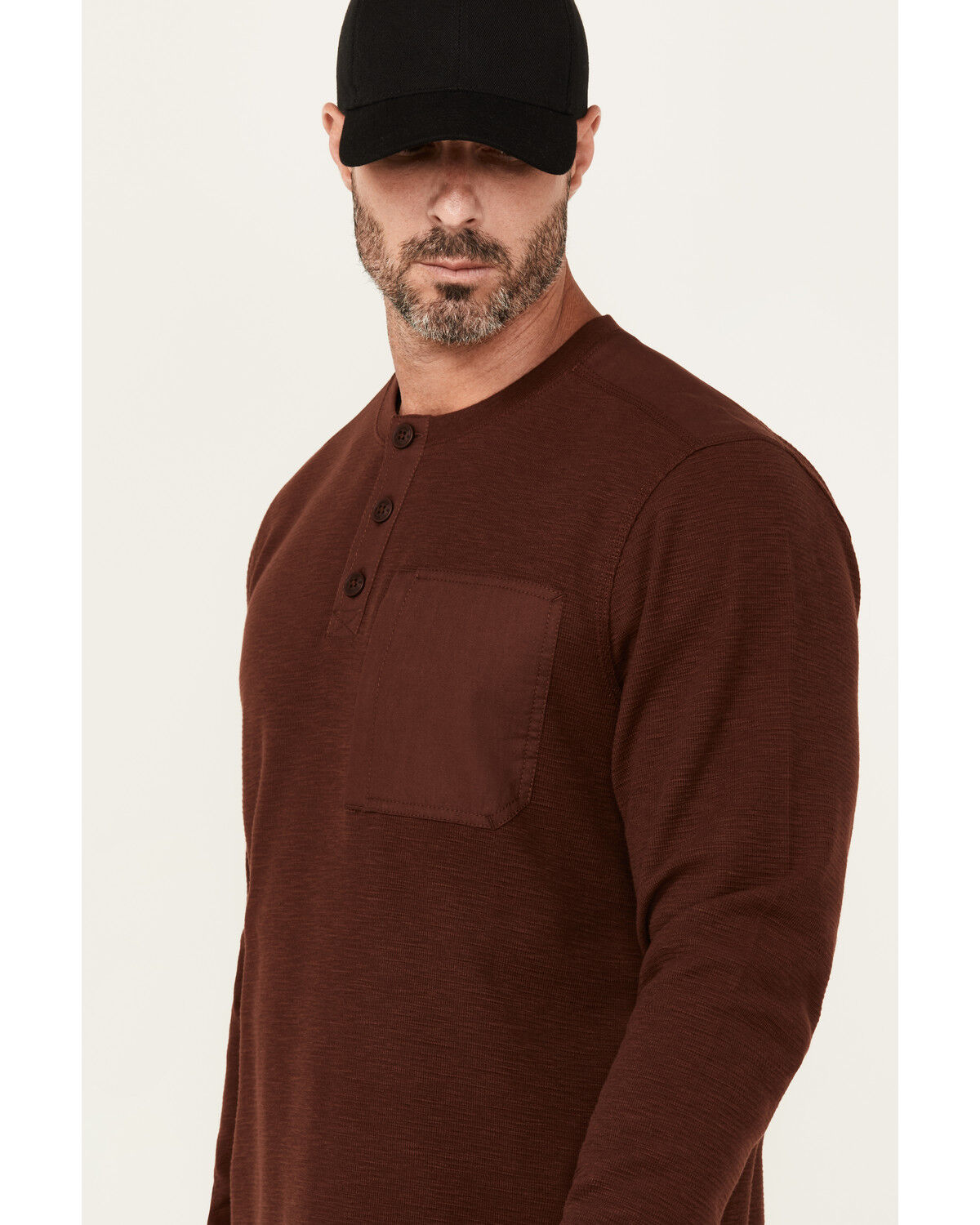 Lucky Brand Workwear Men's Slub Thermal Long Sleeve Pocket Henley Shirt