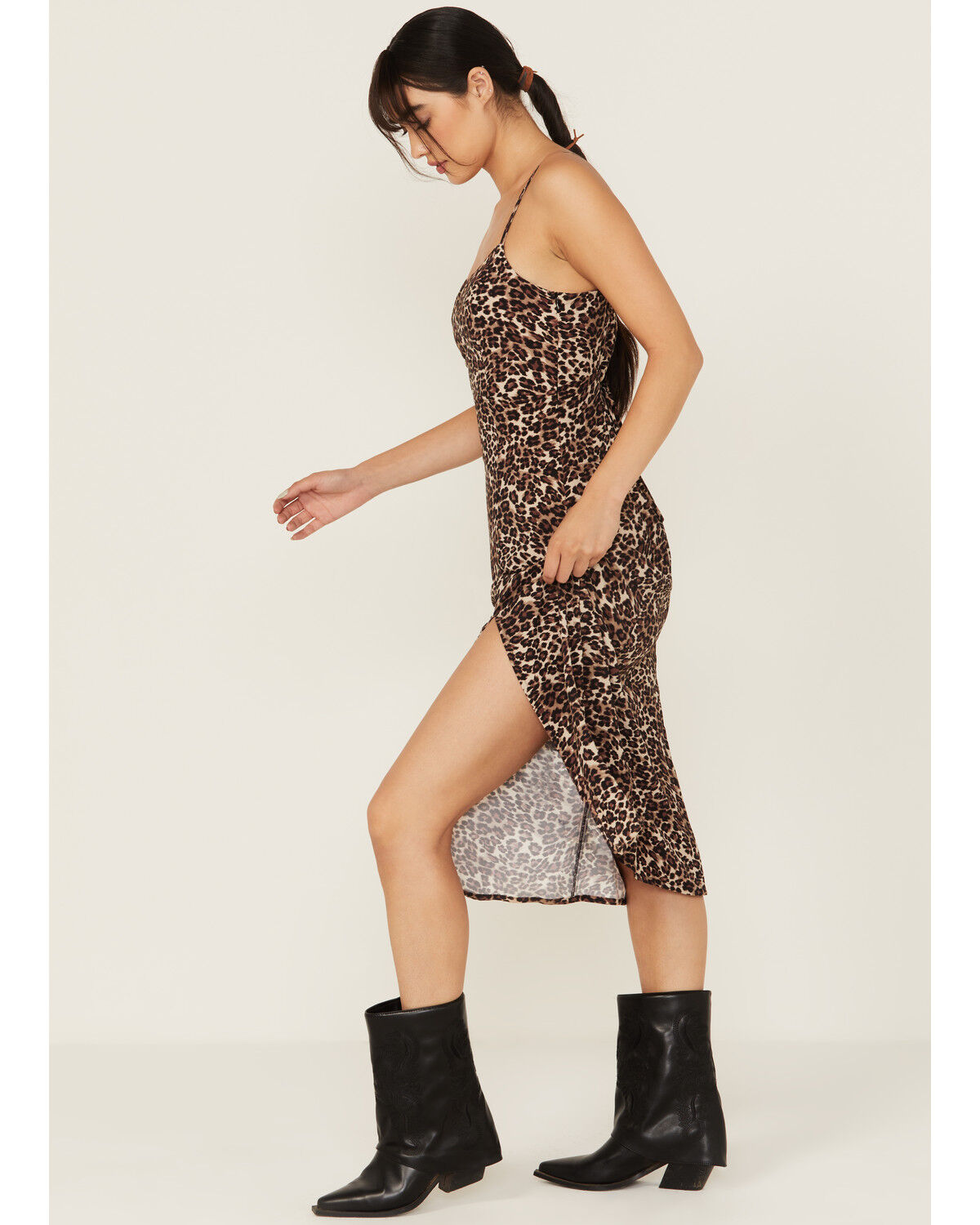 Originality Women's Leopard Print Midi Dress