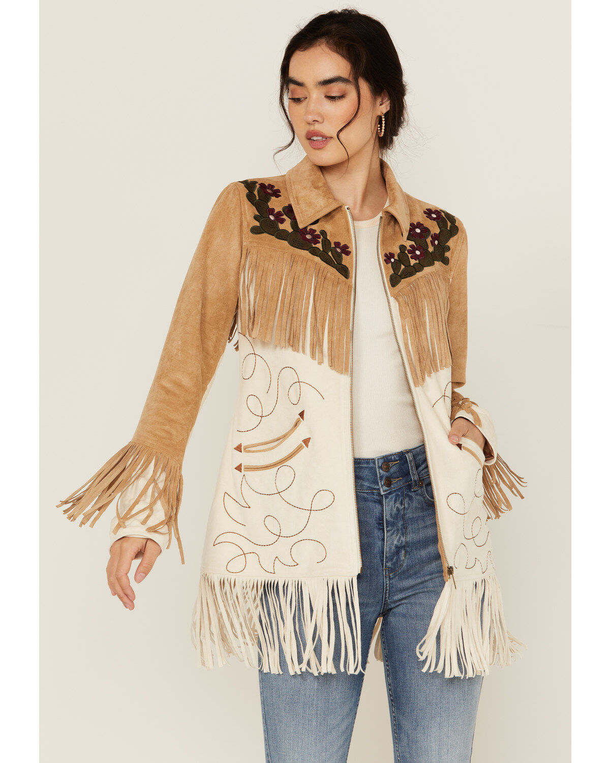 Powder River Outfitters Women's Faux Suede Fringe Jacket