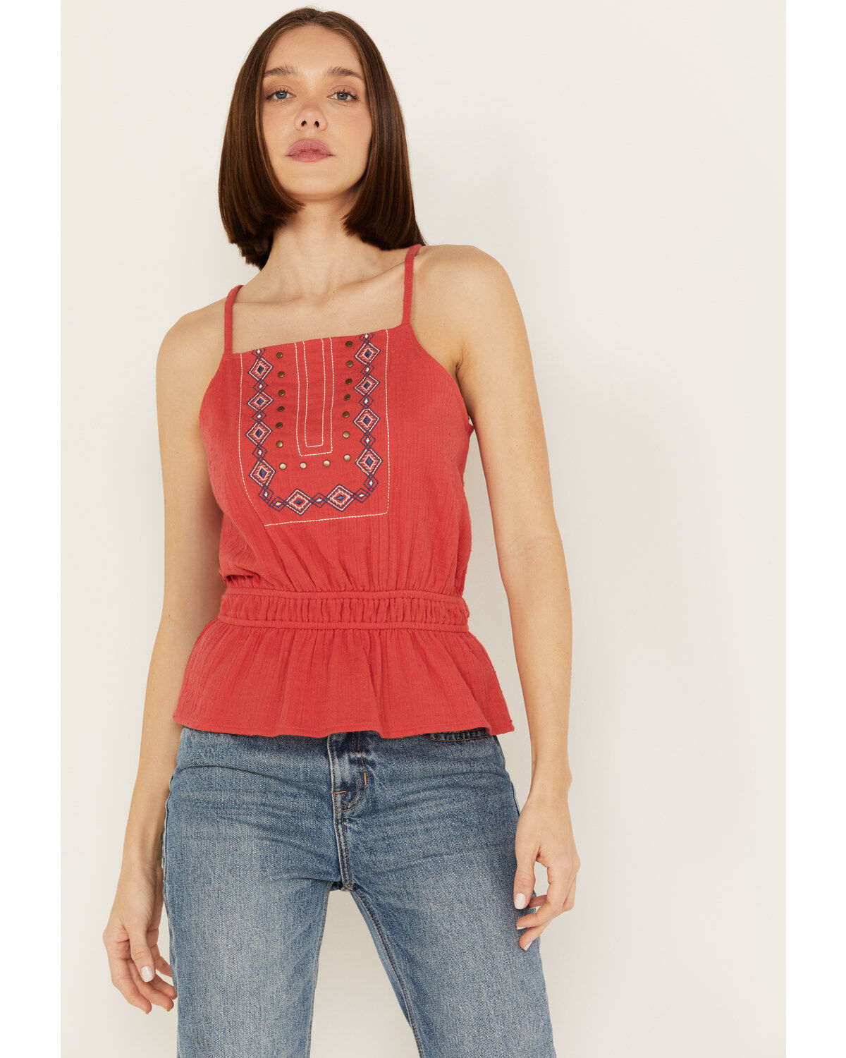 Rock & Roll Denim Women's Southwestern Embroidered Sleeveless Tank