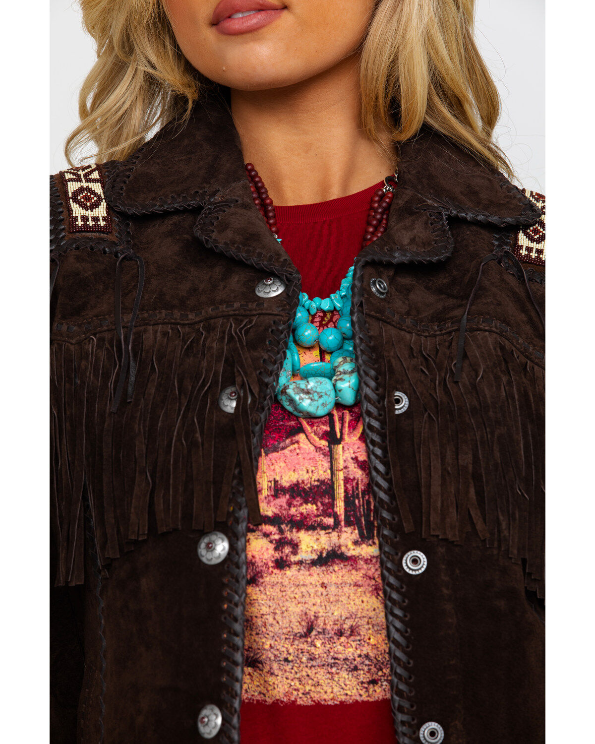 Scully Women's Boar Suede Beaded Fringe Jacket