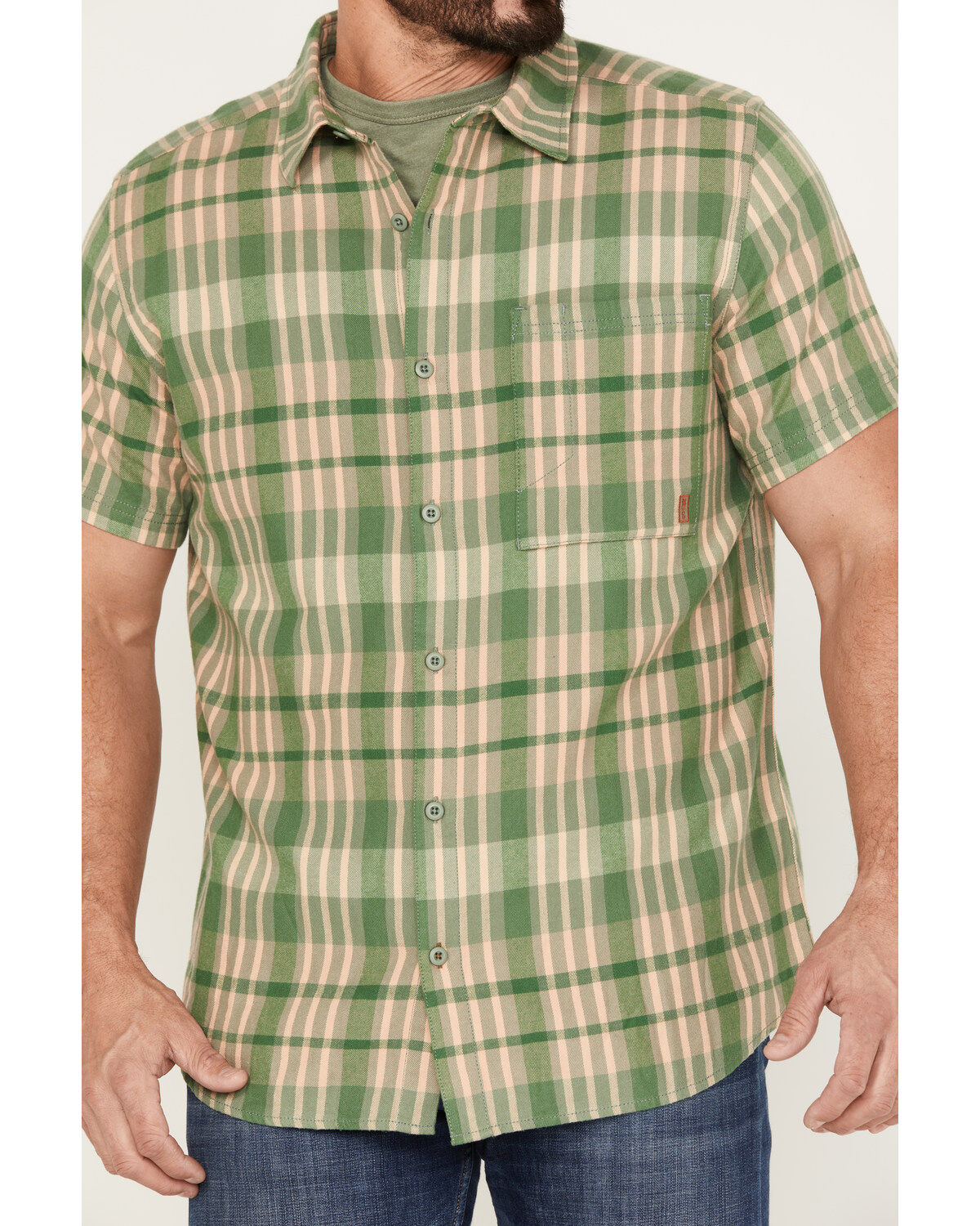 Brothers and Sons Men's Plaid Print Short Sleeve Button-Down Western Shirt