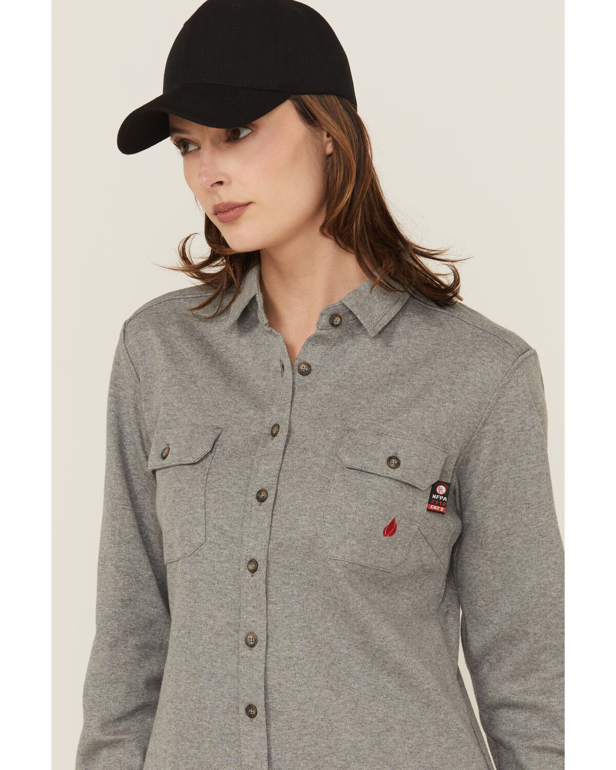 Forge Workwear Women's FR Knit Long Sleeve Button-Down Work Shirt