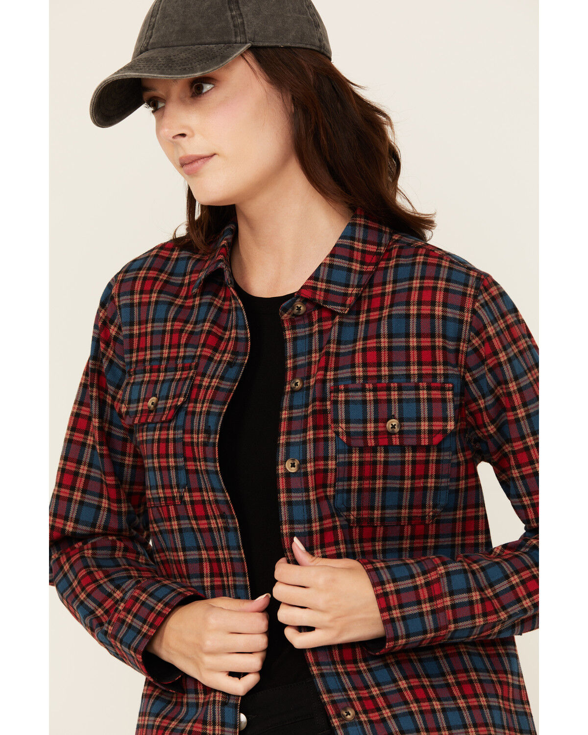Lucky Brand Workwear Women's Hunter Plaid Print Long Sleeve Button-Down Flannel Shirt