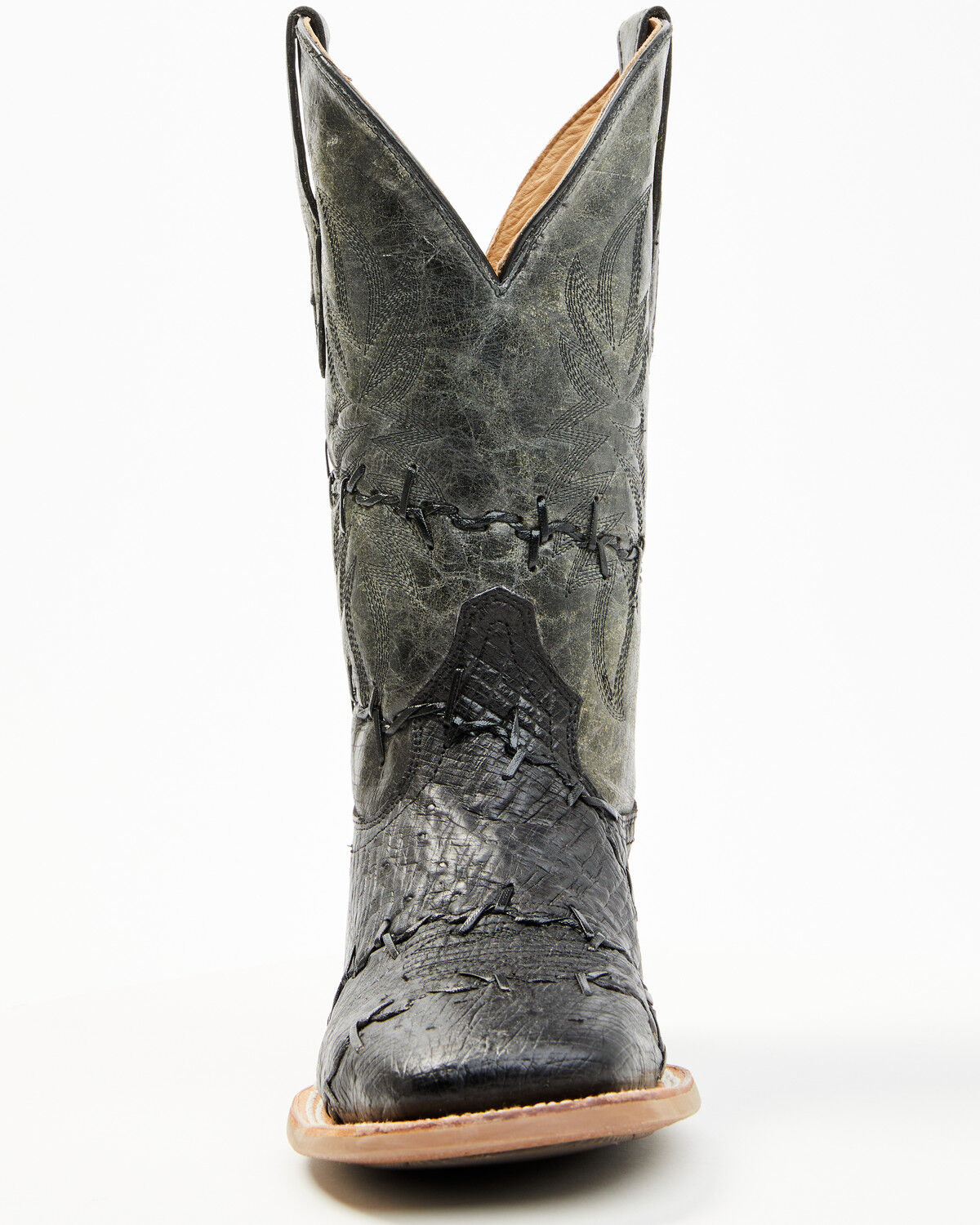 Corral Men's Exotic Ostrich Barbed Wire Western Boots - Broad Square Toe