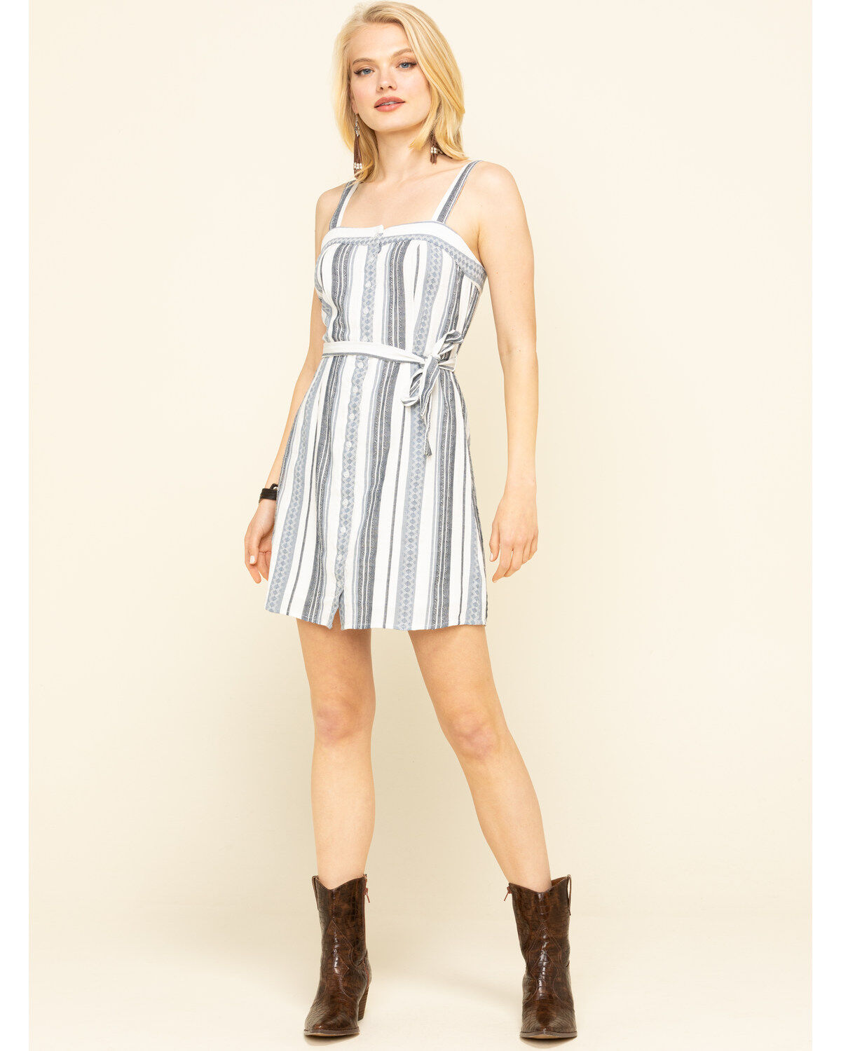 Others Follow Women's Stripe Button Front Clark Mini Dress