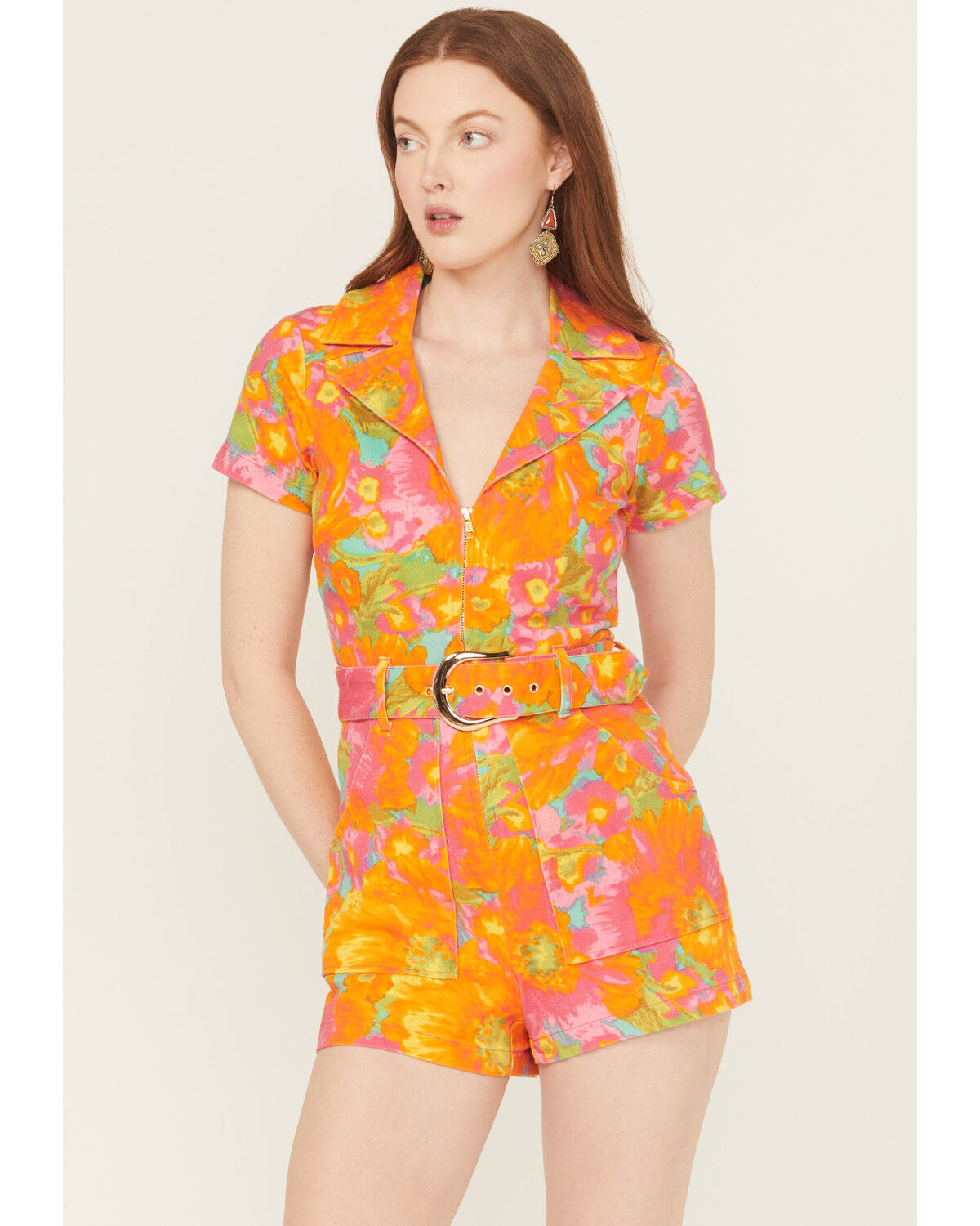 Show Me Your Mumu Women's Outlaw Floral Print Short Sleeve Romper