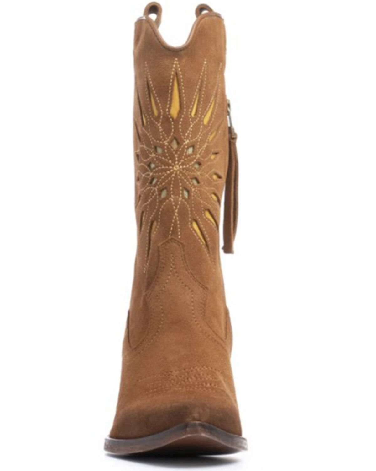 Golo Women's Contrasting Inlaid Sun Western Boots - Round Toe