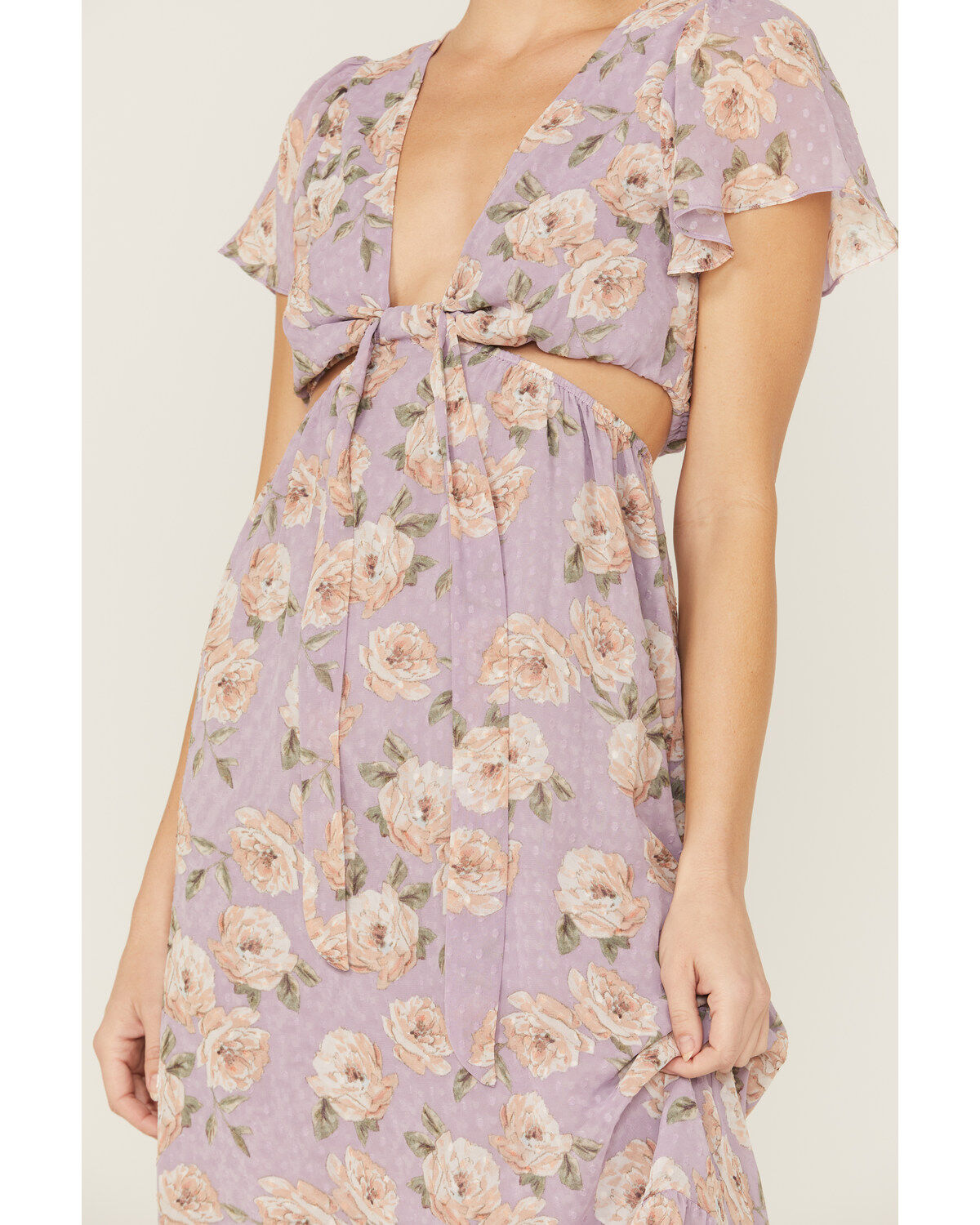 Sadie & Sage Women's Floral Cut-Out Midi Dress