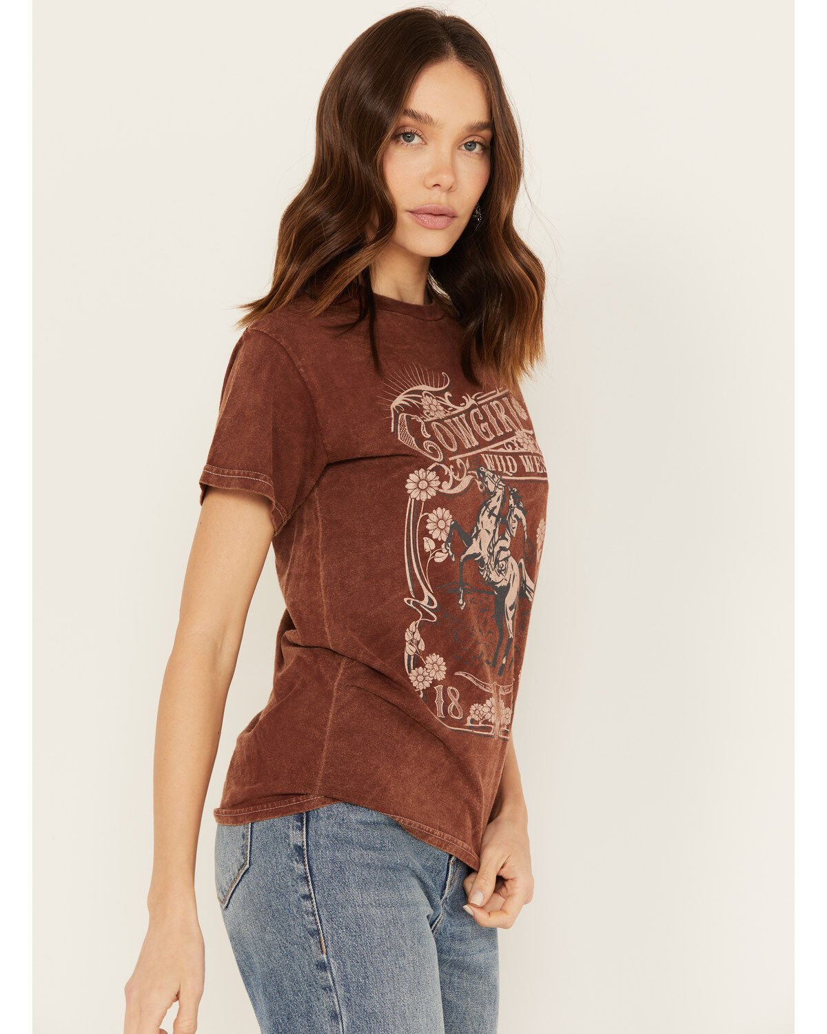 Youth in Revolt Women's Cowgirl Wild West Short Sleeve Graphic Tee