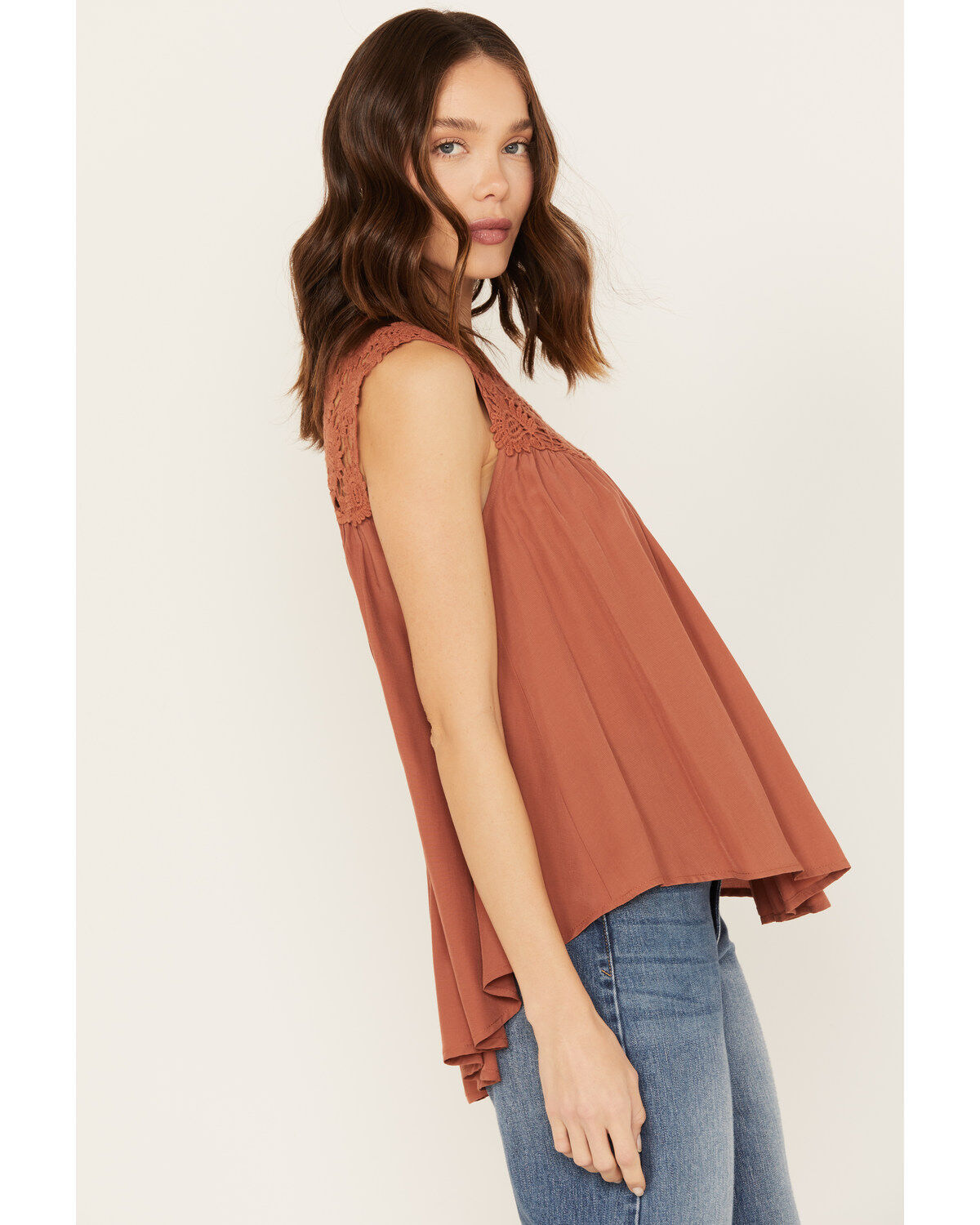 Molly Bracken Women's Crochet Sleeveless Peasant Top