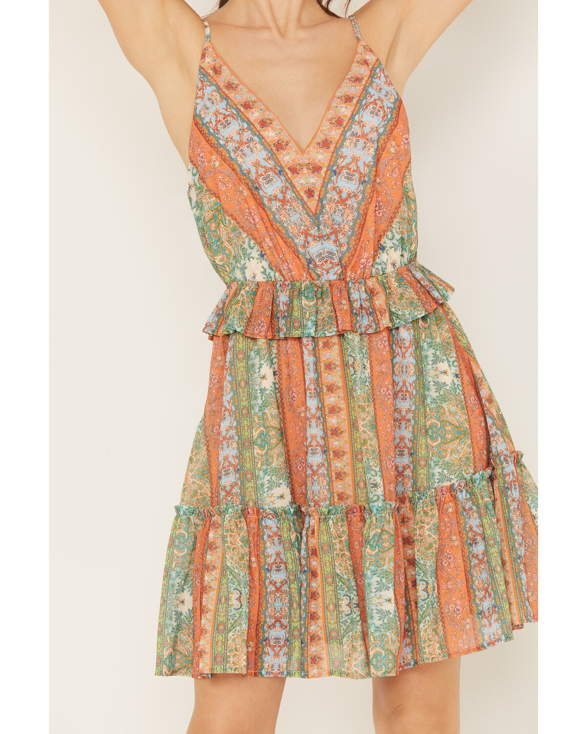 Flying Tomato Women's Ruffle Hem Printed Mini Dress