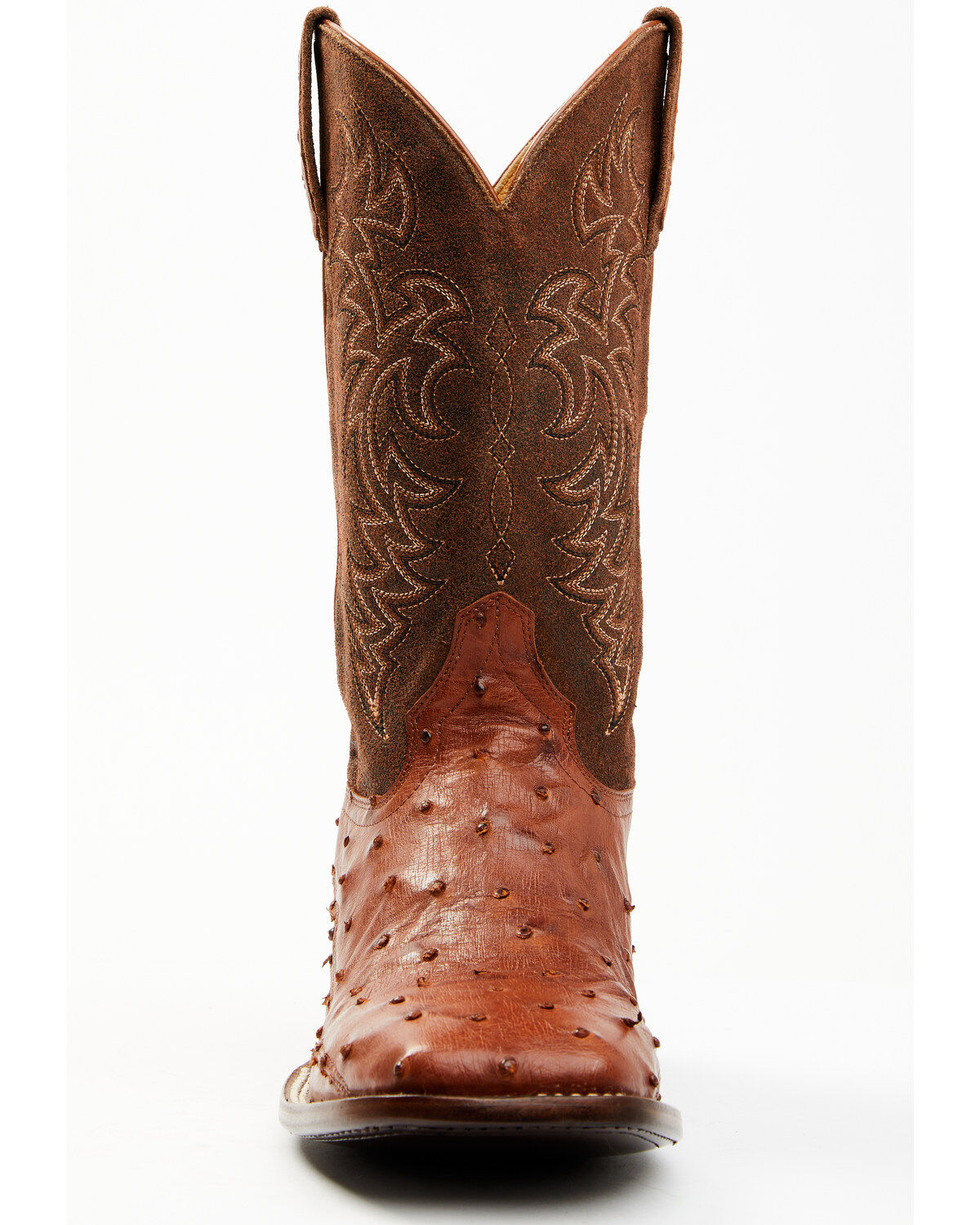 Cody James Men's Brandy Genuine Ostrich Exotic Western Boots - Broad Square Toe